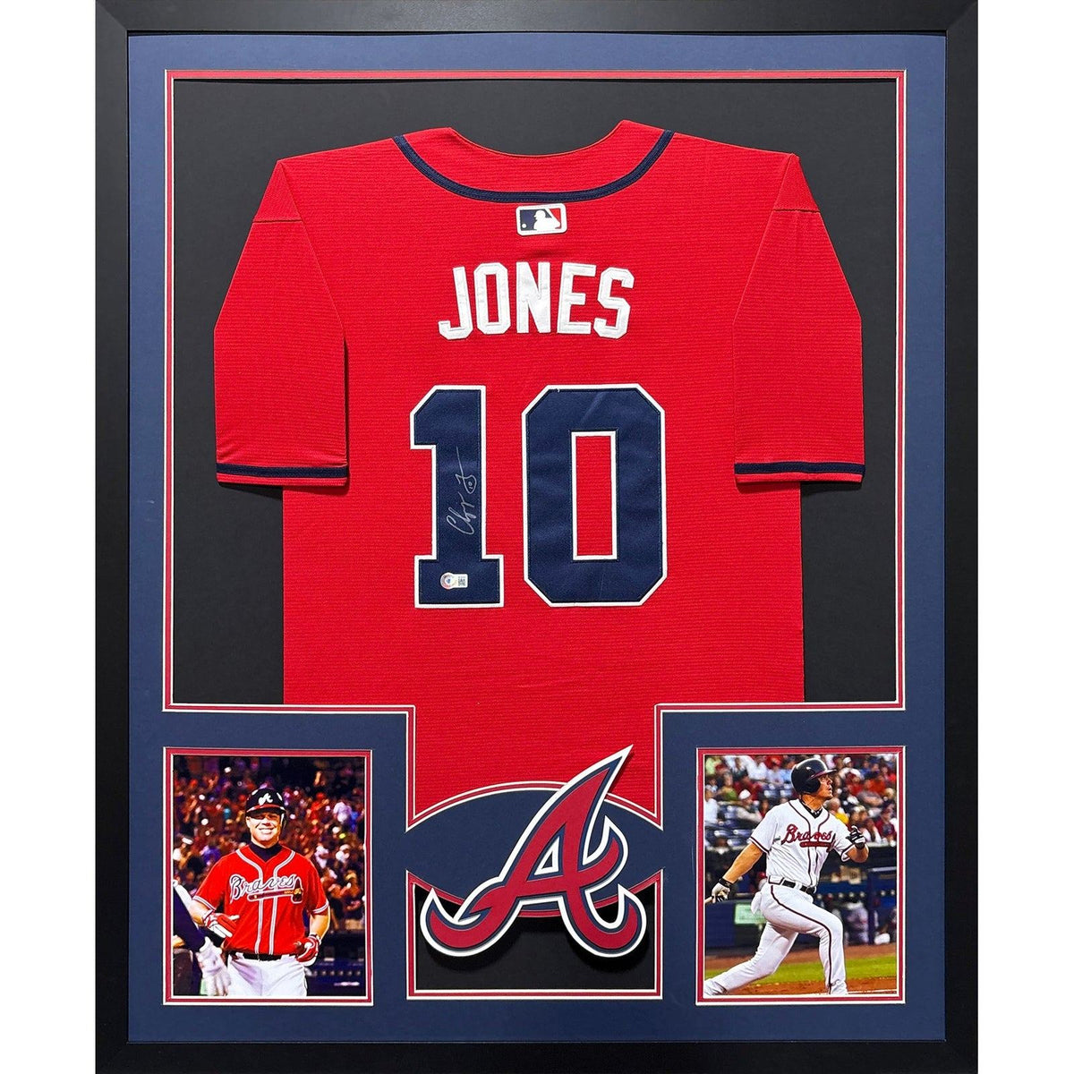 Chipper Jones Signed Framed Red Jersey Beckett Autographed Braves