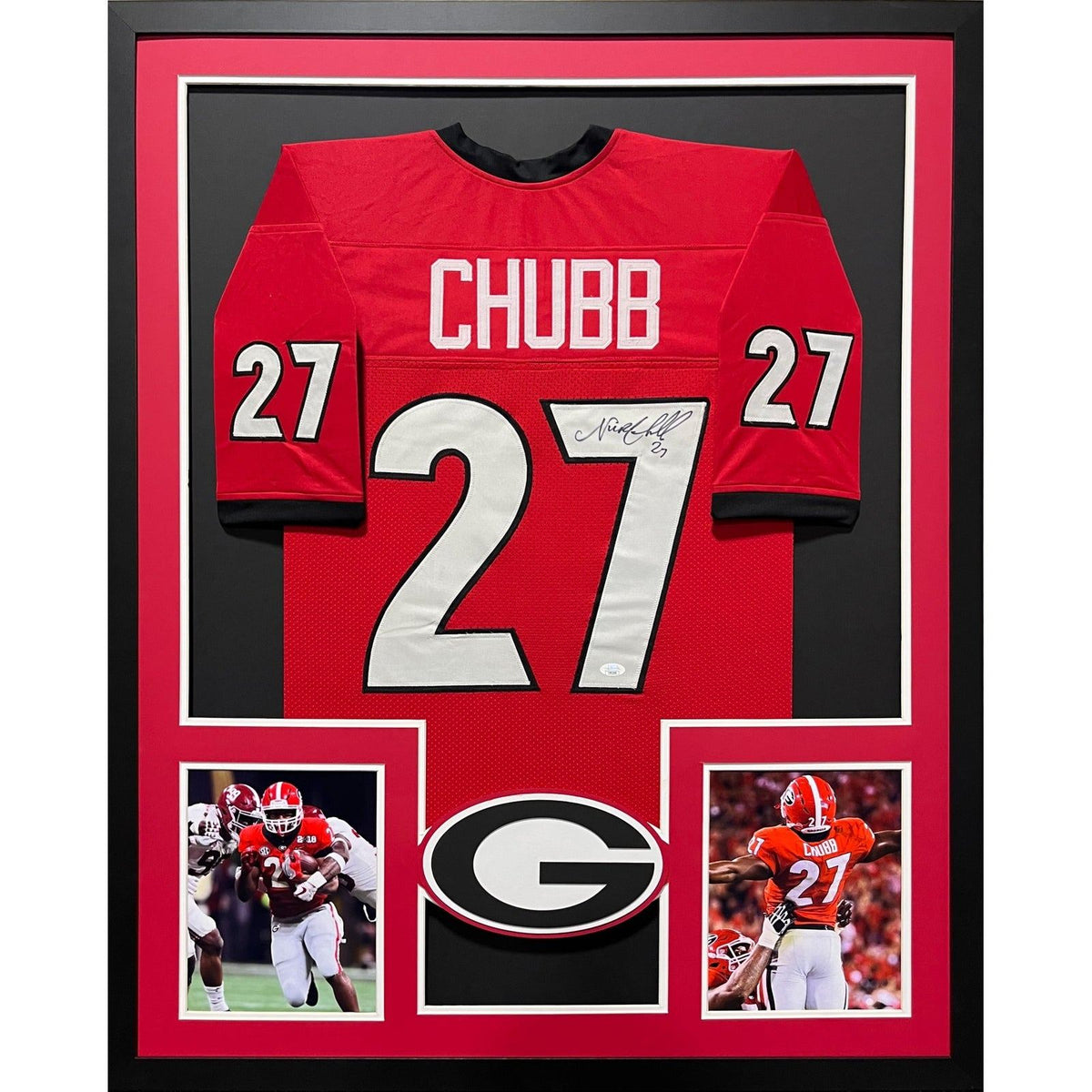Nick Chubb Framed Signed Georgia Jersey JSA Autographed