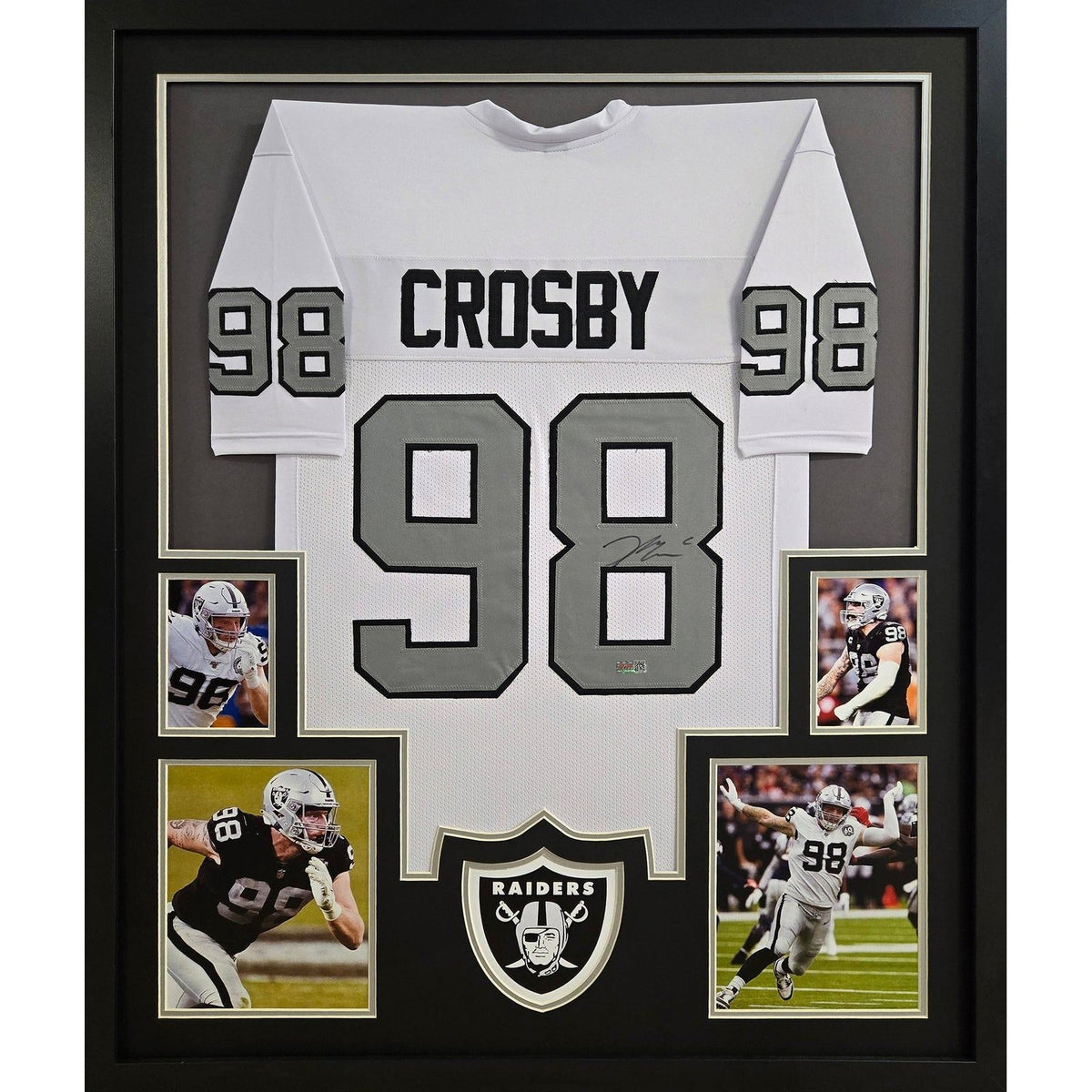 Maxx Crosby Framed Jersey PIA COA Autographed Signed Las Vegas Raiders Silver