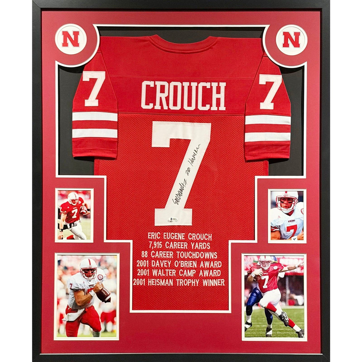 Eric Crouch Framed Signed Nebraska Stat Jersey Tristar Autographed