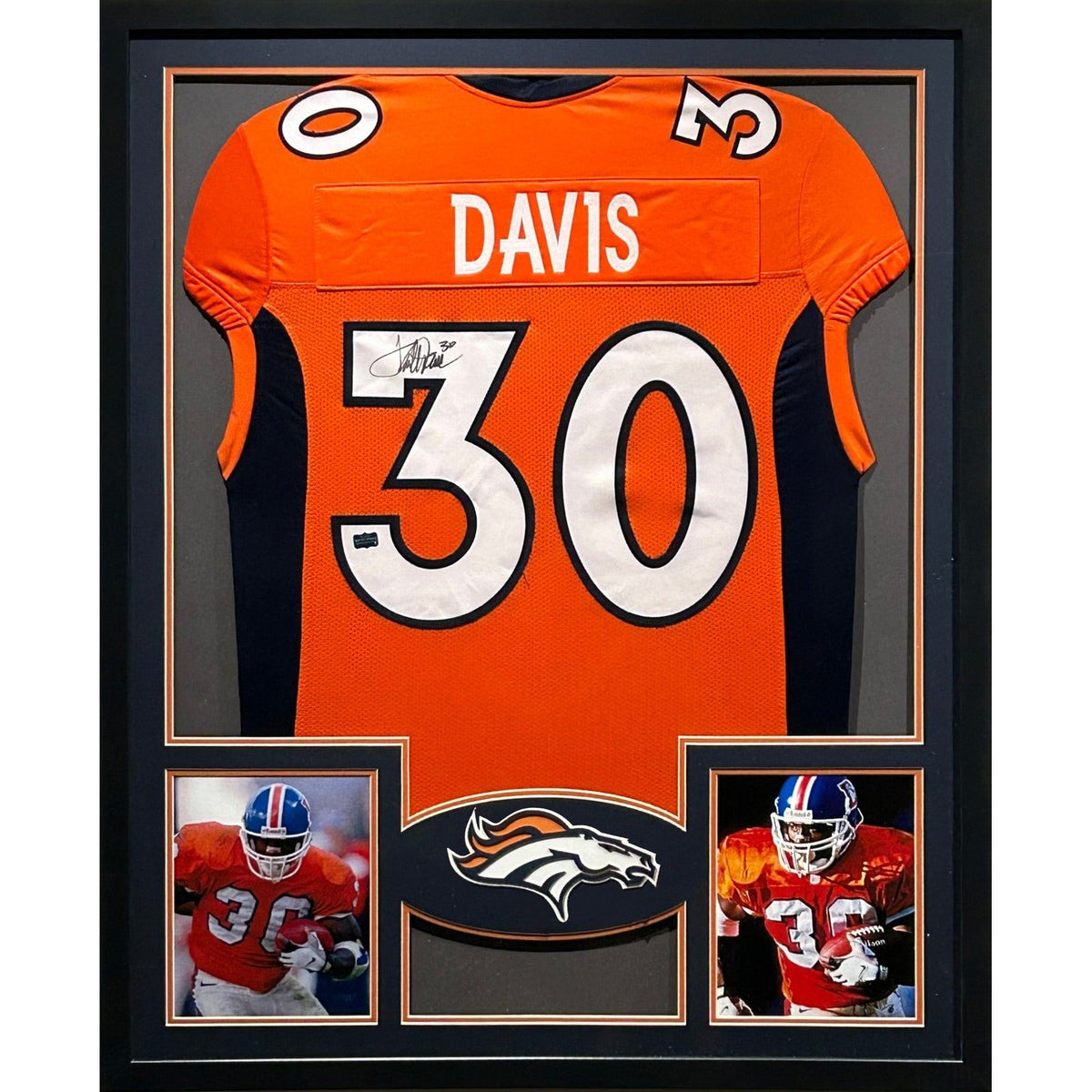 Terrell Davis Framed Signed Orange Jersey Beckett Autographed Denver Broncos
