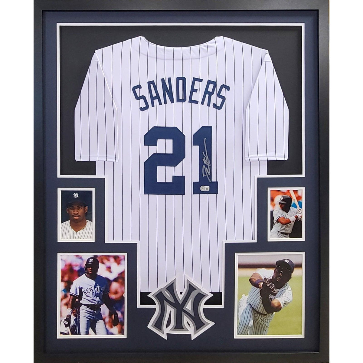 Deion Sanders Framed Signed Jersey Beckett Autographed New York Yankees