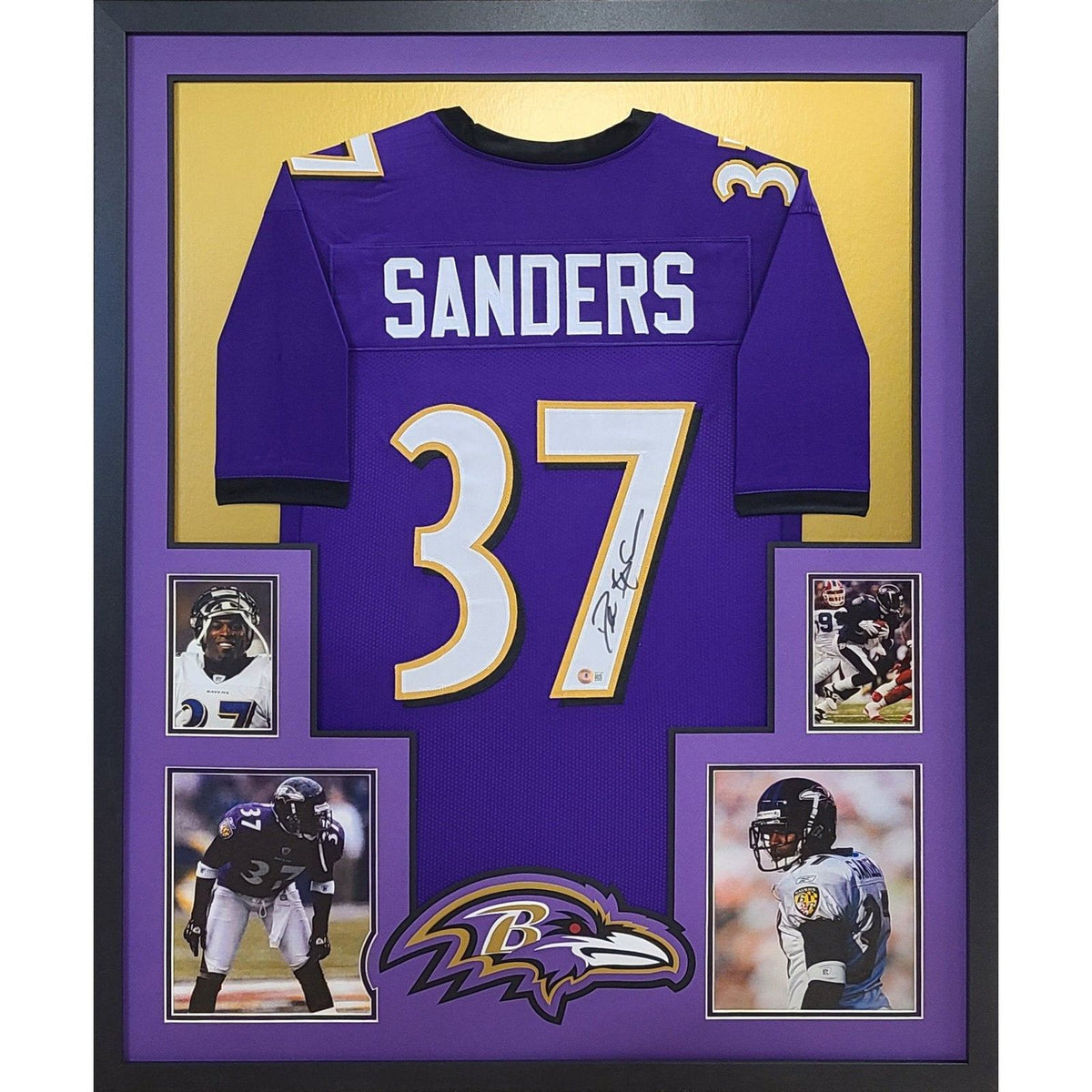 Deion Sanders Framed Signed Jersey Beckett Autographed Baltimore Ravens