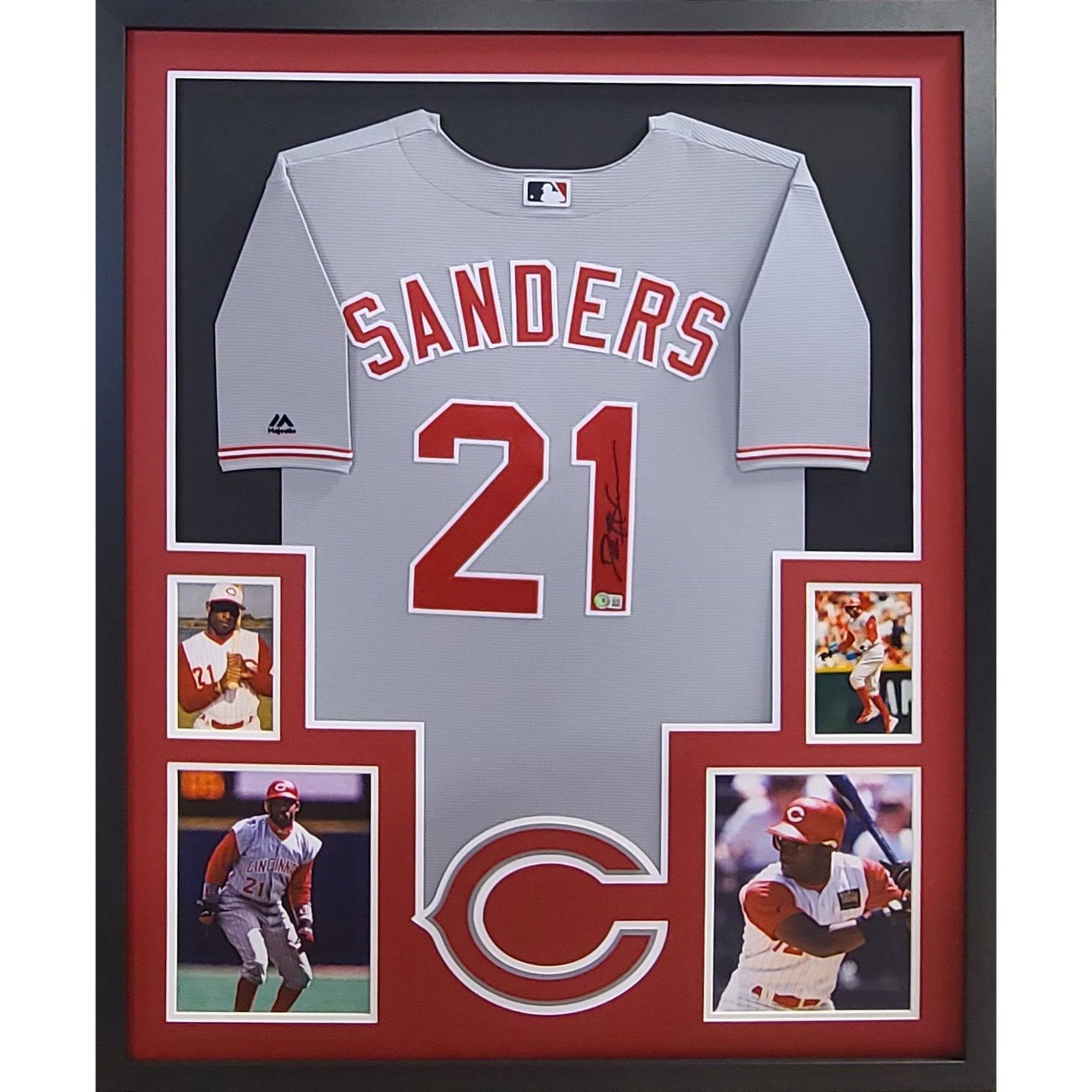 Deion Sanders Framed Signed Jersey Beckett Autographed Cincinnati Reds