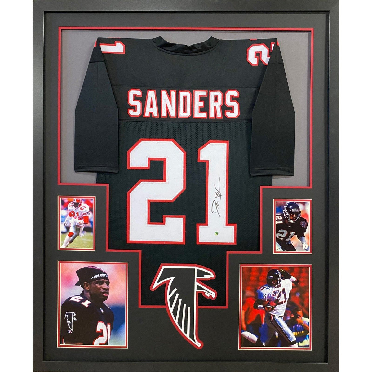 Deion Sanders Black Throwback Falcons Jersey Beckett Autographed Signed