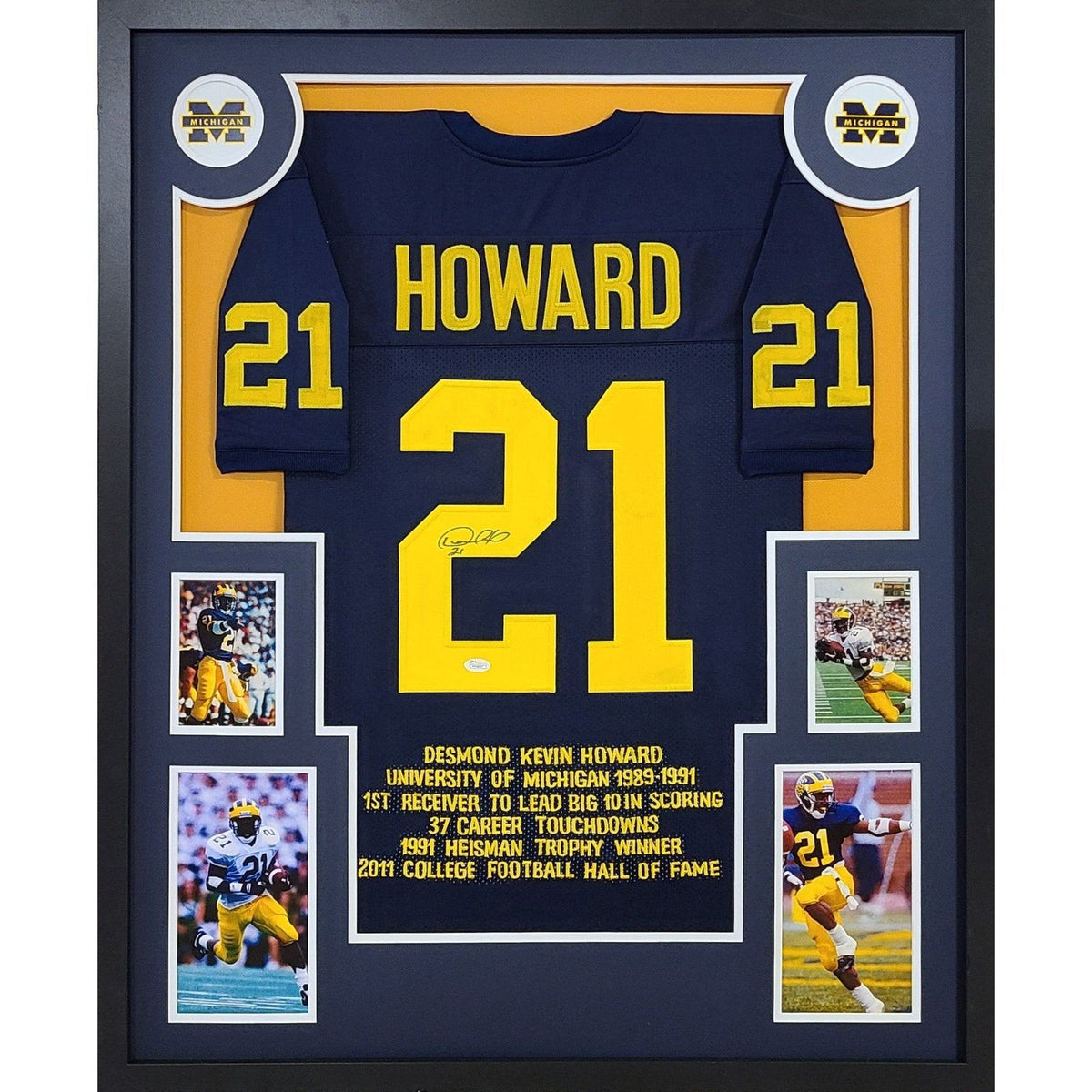 Desmond Howard Signed Framed Stat Jersey JSA Autographed Michigan