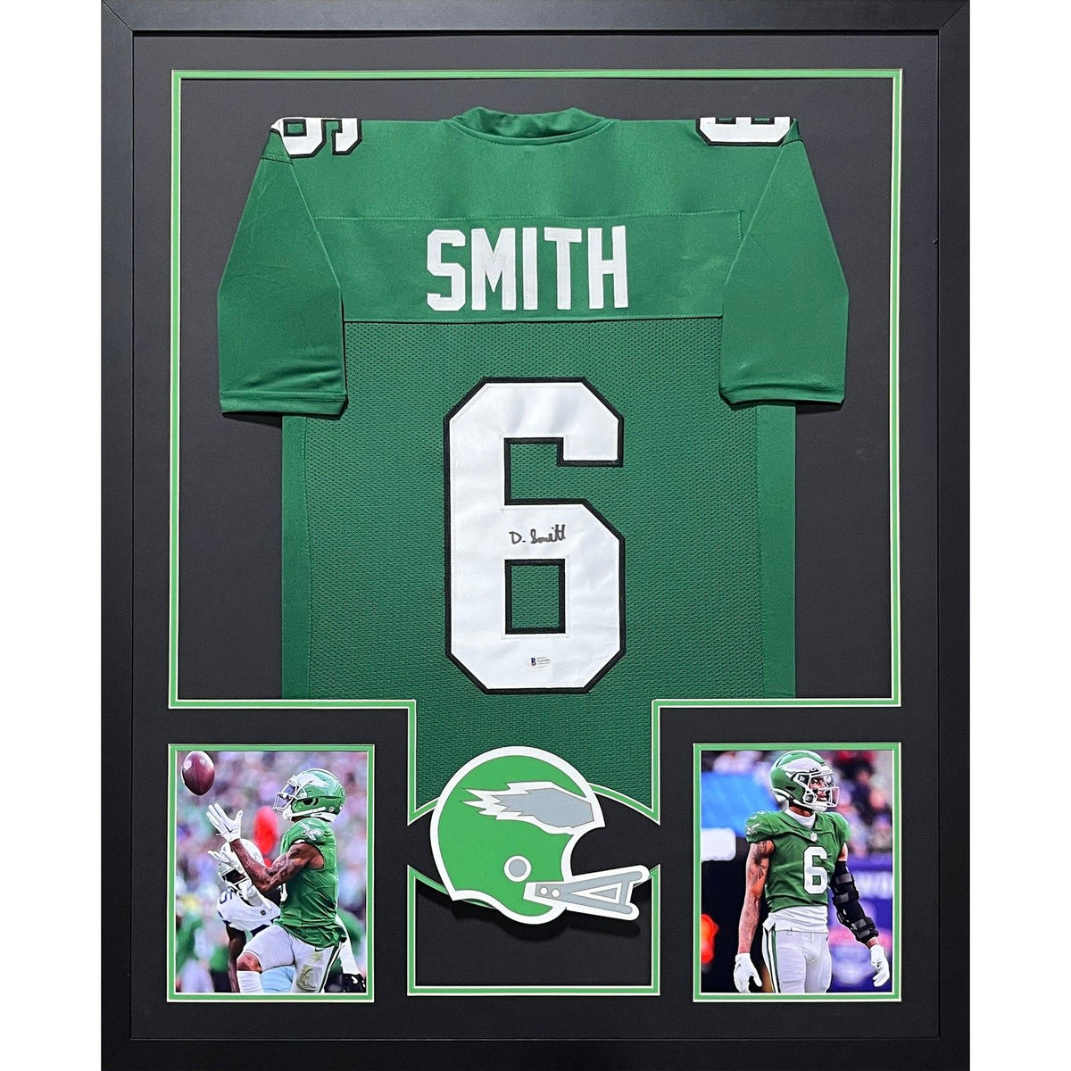 DeVonta Smith Framed Kelly Green Jersey Beckett Autographed Signed Eagles