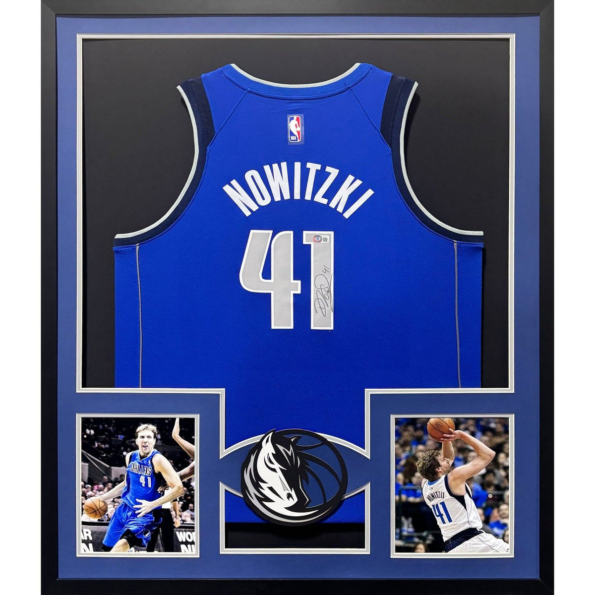 Dirk Nowitzki Framed Jersey Beckett Autographed Signed Dallas Mavericks Royal