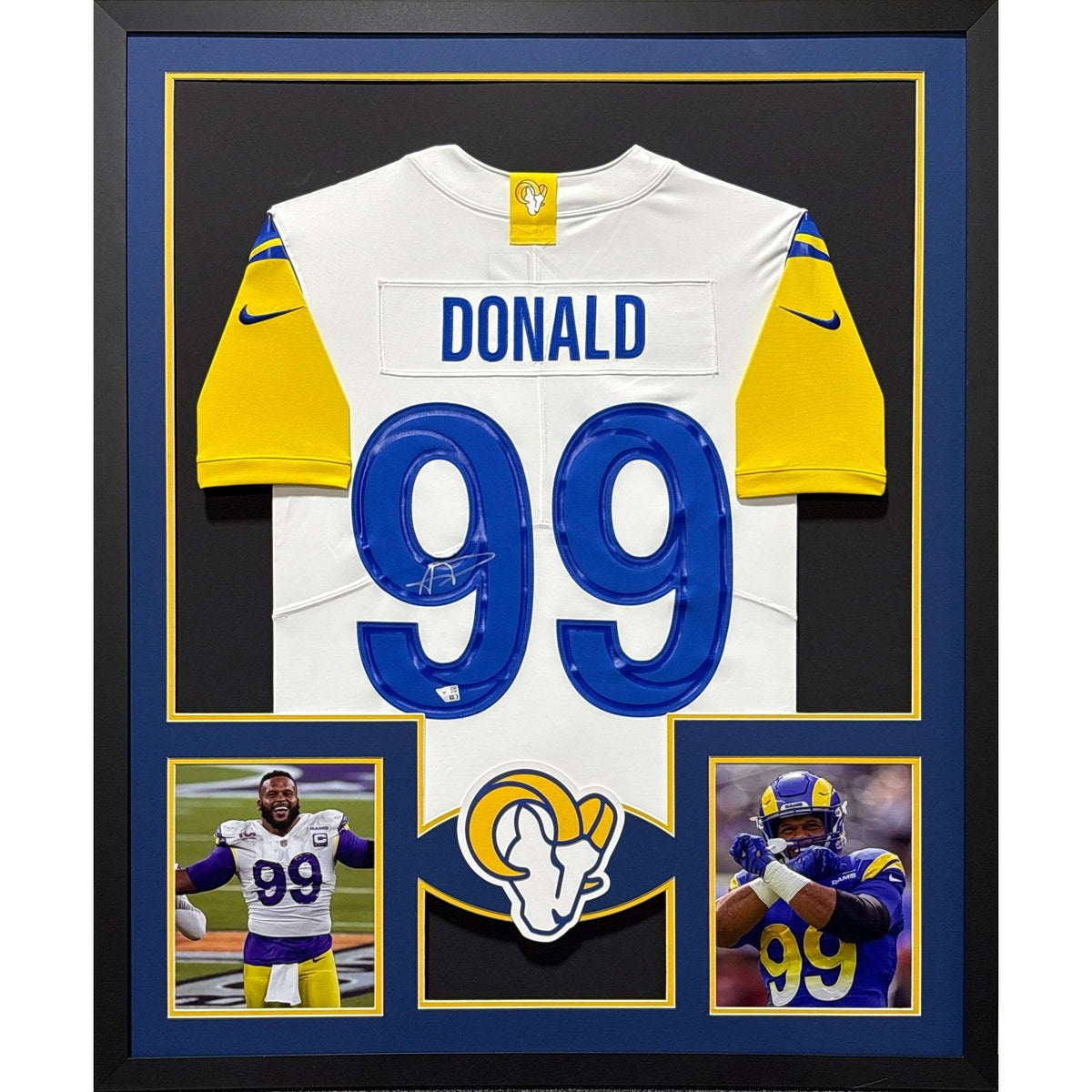 Aaron Donald Framed White Jersey Fanatics Autographed Signed Rams