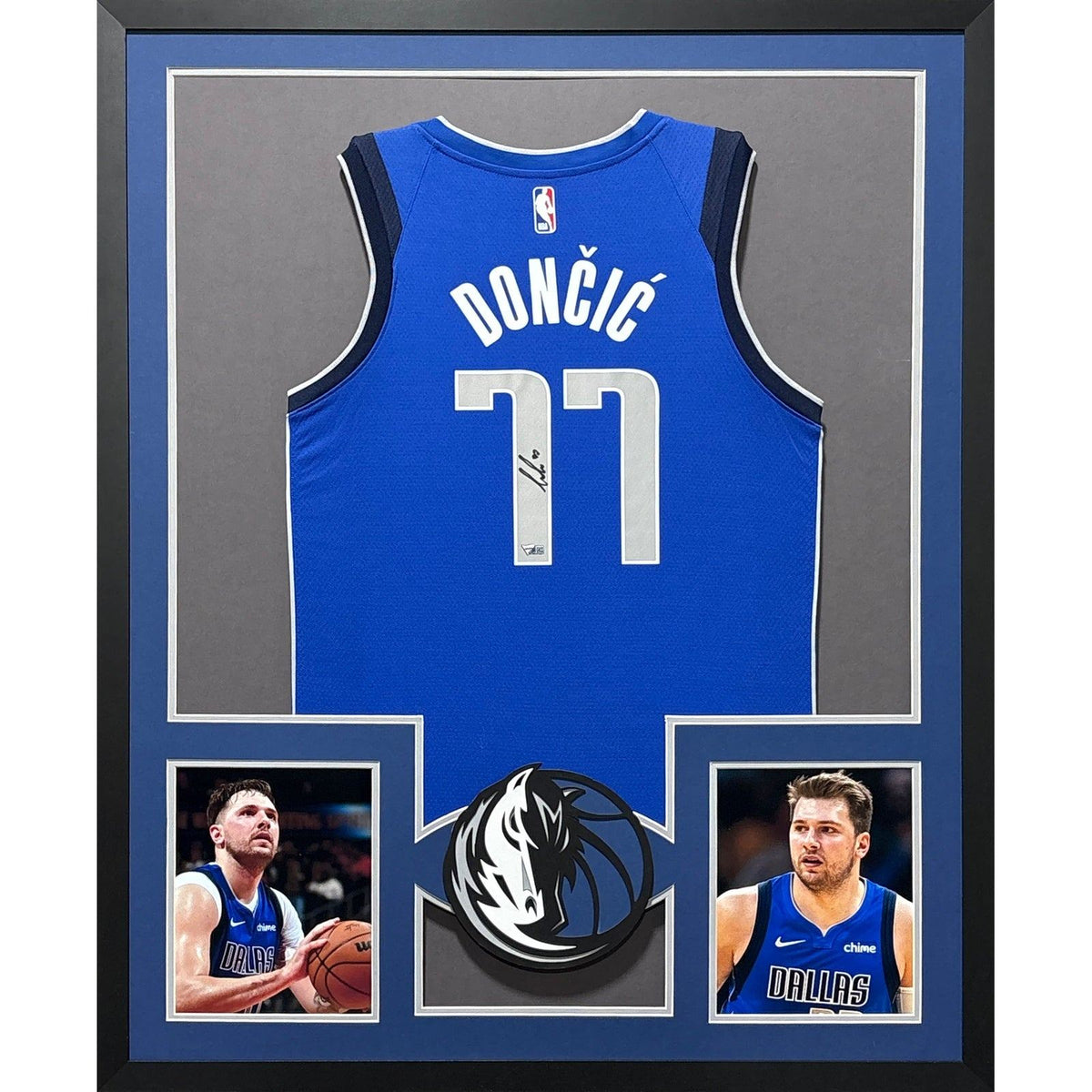 Luka Doncic Framed Signed Jersey Fanatics Autographed Dallas Mavericks NL