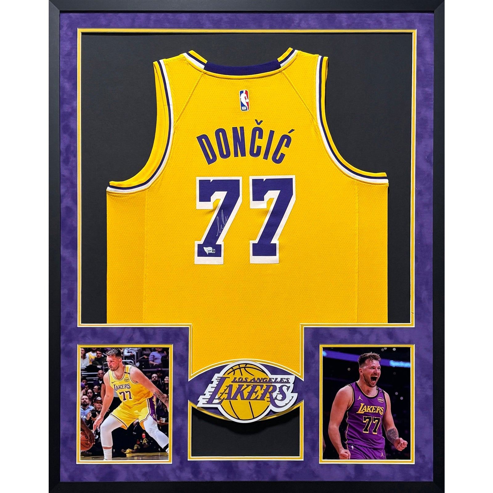 Luka Doncic Framed Signed Jersey Fanatics Autographed Los Angeles Lake