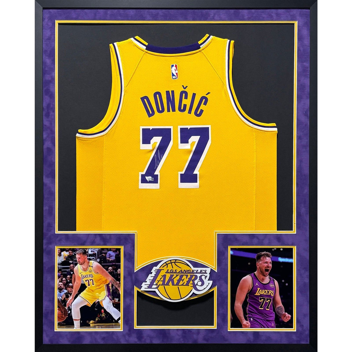 Luka Doncic Framed Signed Jersey Fanatics Autographed Los Angeles Lakers