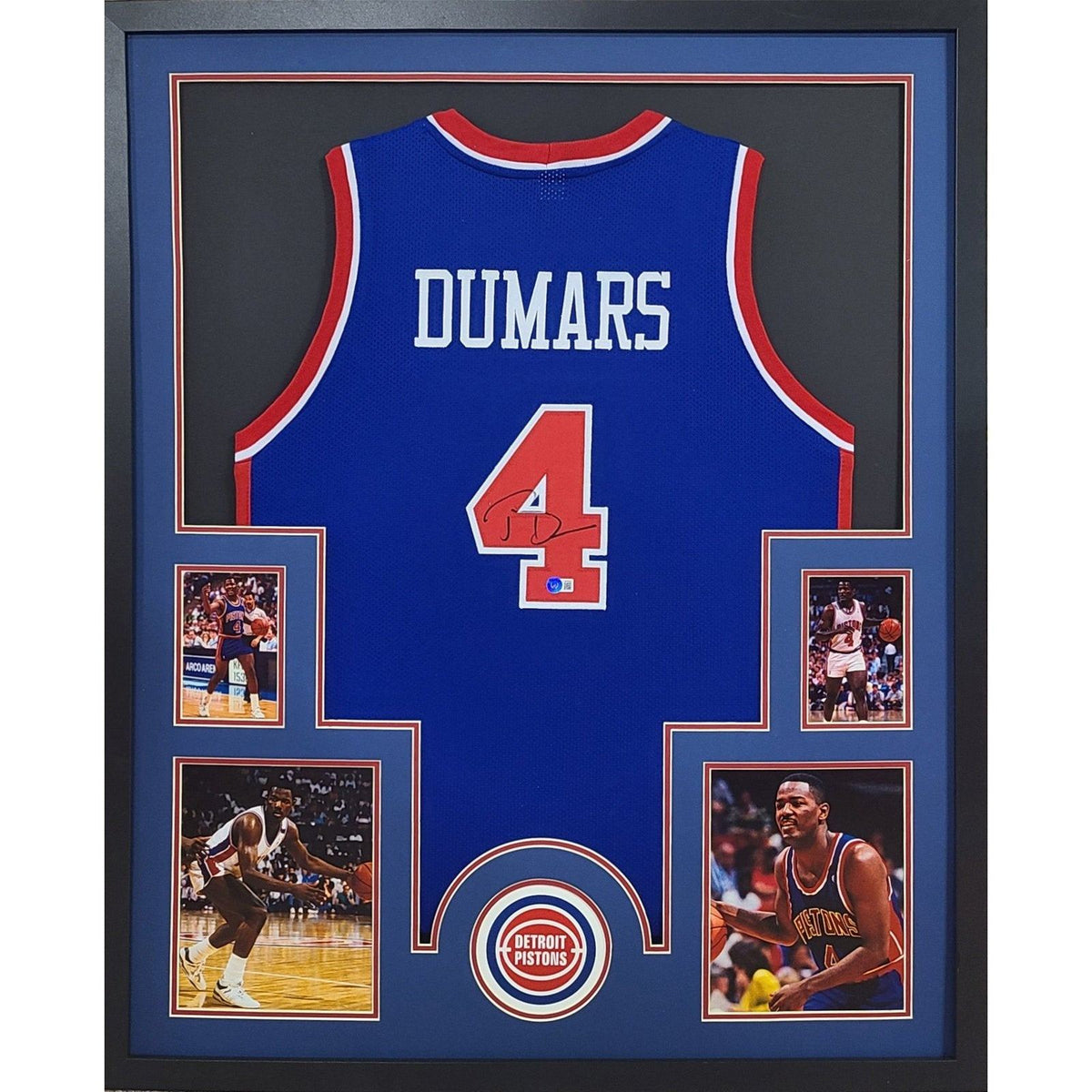 Joe Dumars Framed Jersey Beckett Autographed Signed Detroit Pistons