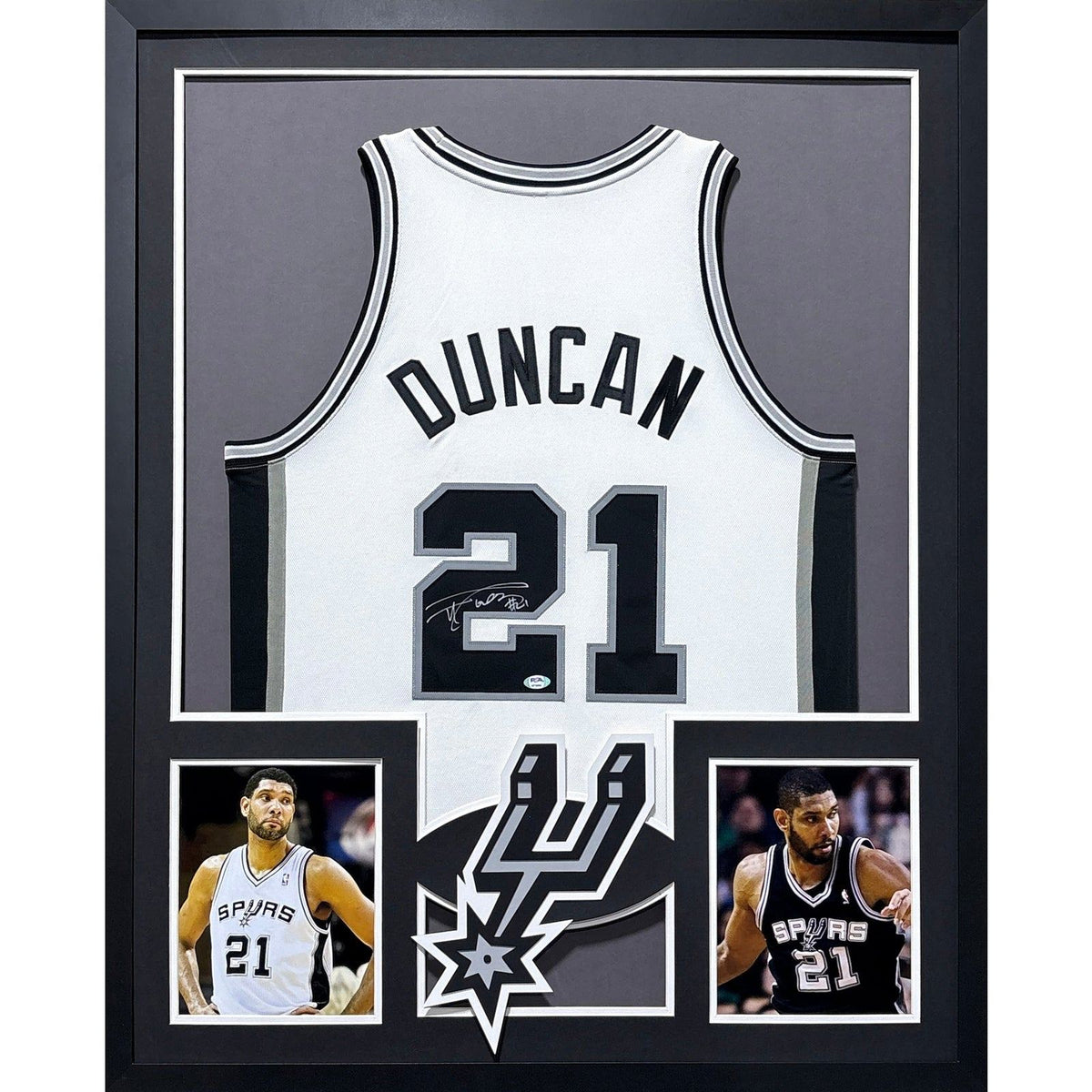 Tim Duncan Signed Framed Jersey PSA/DNA San Antonio Spurs Autographed