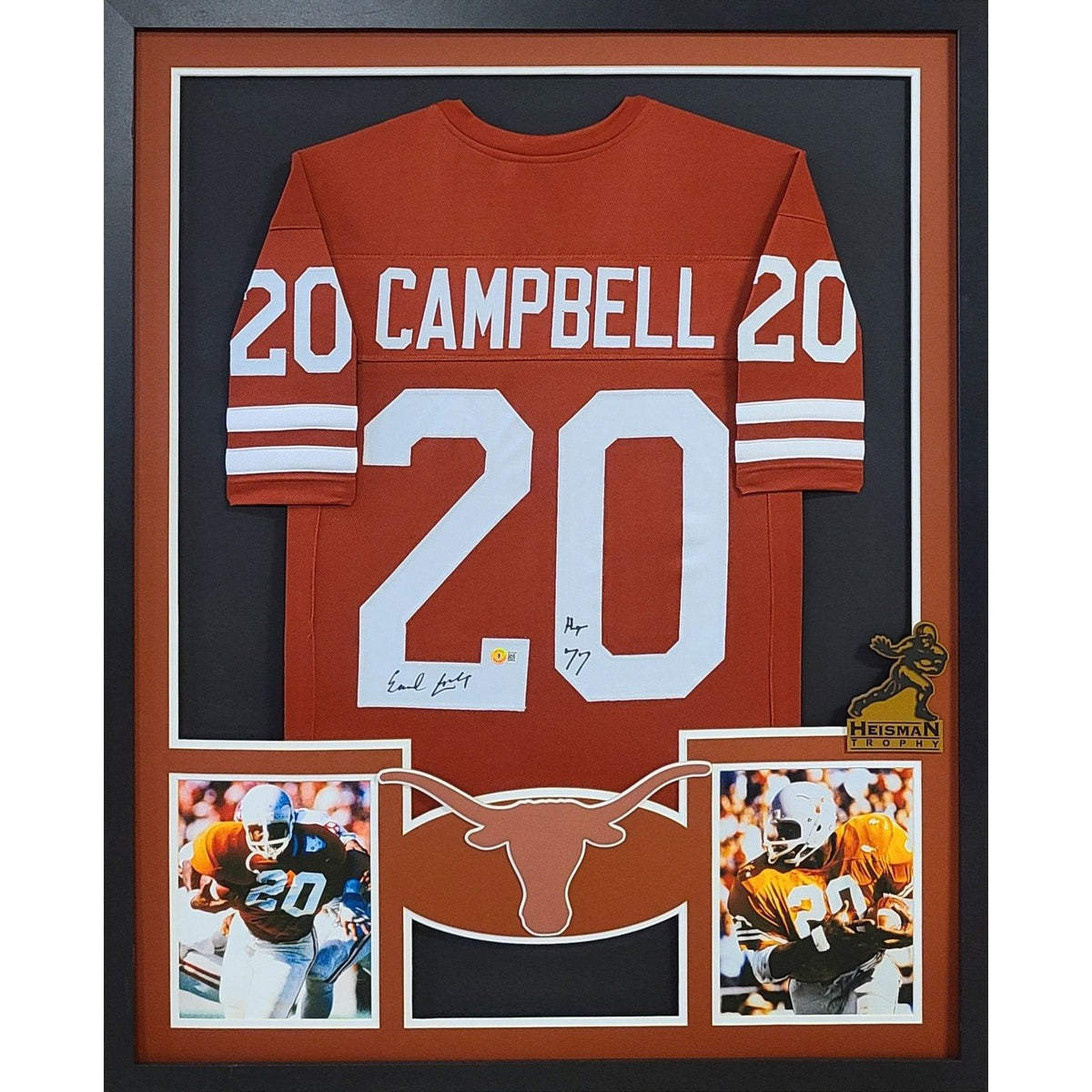 Earl Campbell Framed Signed Jersey Beckett Autographed Texas Longhorns