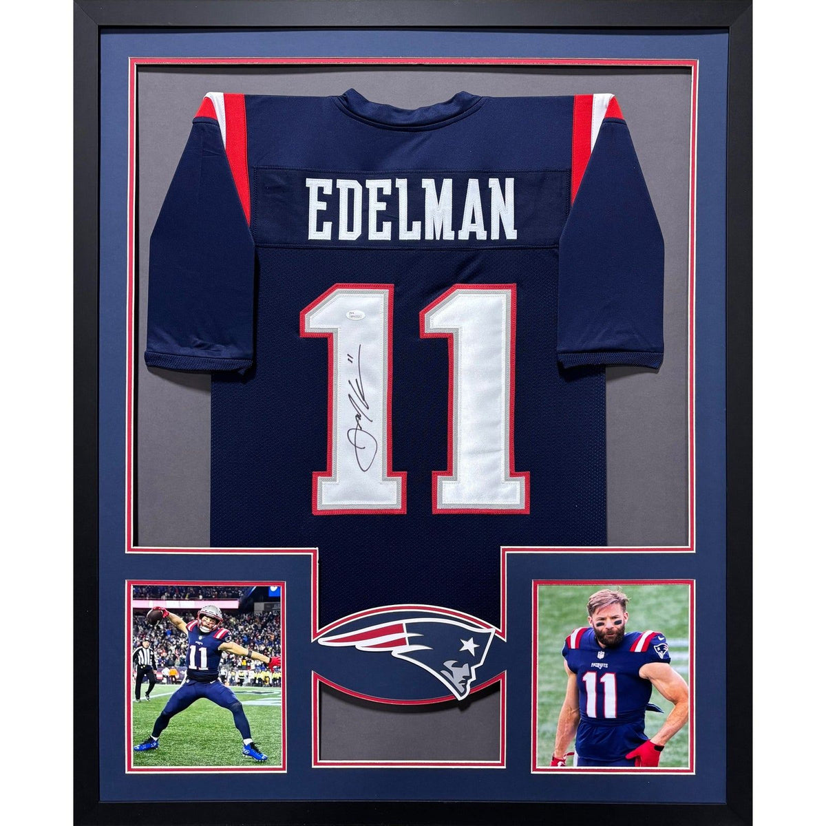 Julian Edelman Framed Signed Jersey Beckett Autographed Patriots NL 2P