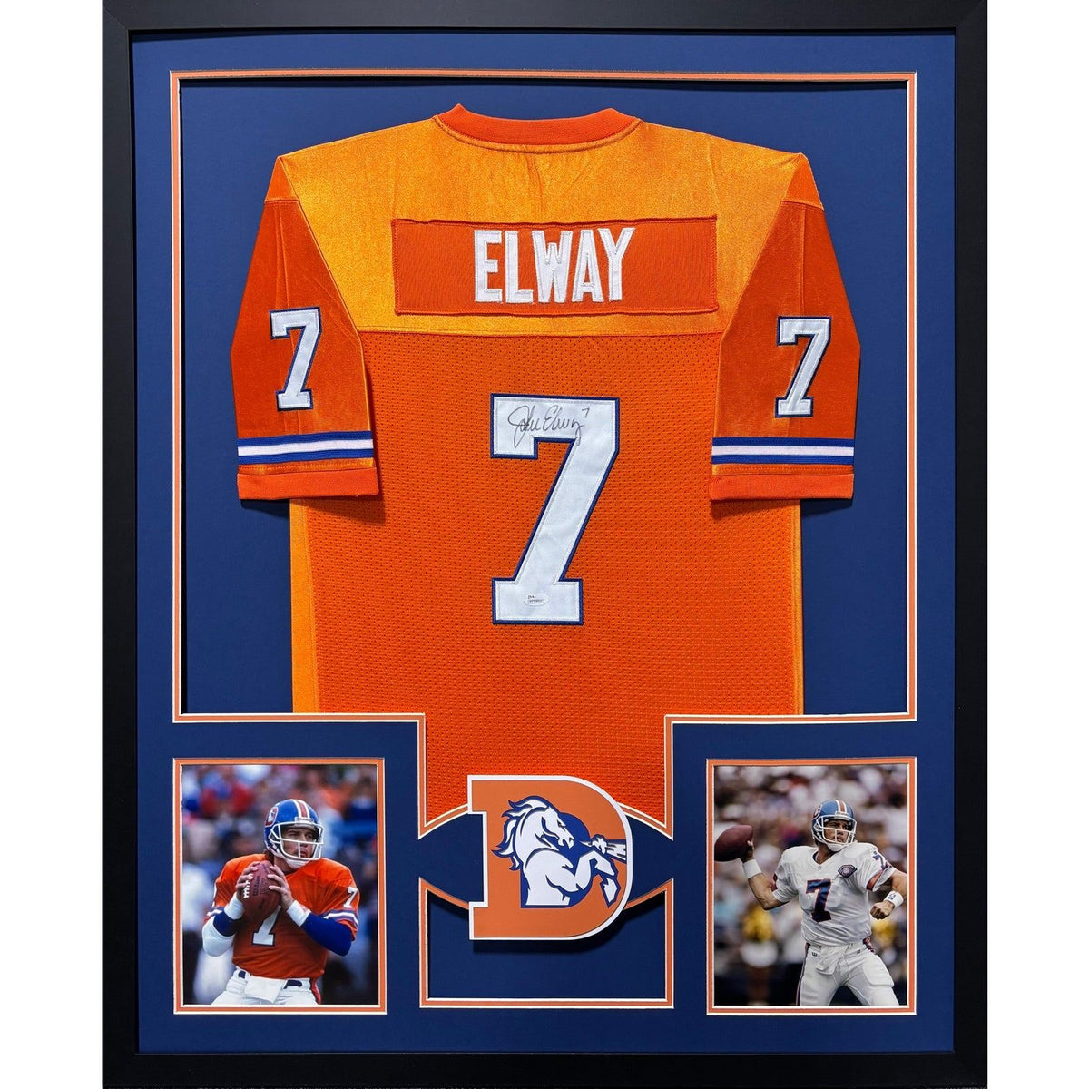 John Elway Signed Framed Orange Jersey JSA Autographed Denver Broncos