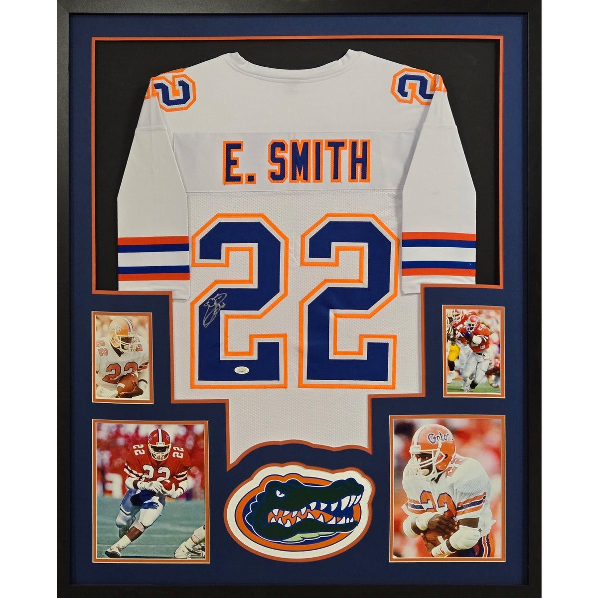 Emmitt Smith Framed White Jersey Autographed Signed Florida Gators JSA