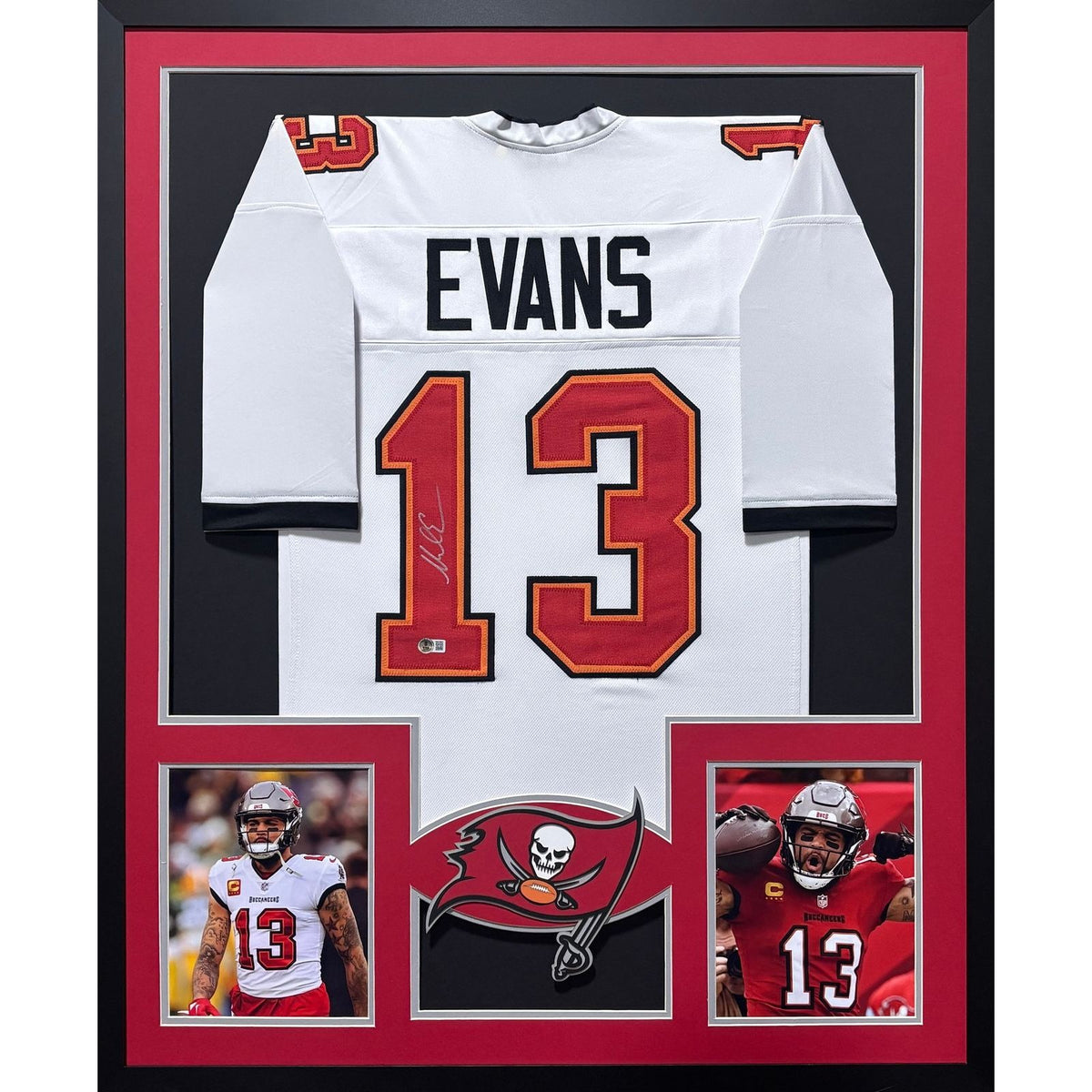 Mike Evans Framed Signed White Jersey Autographed Buccaneers Beckett