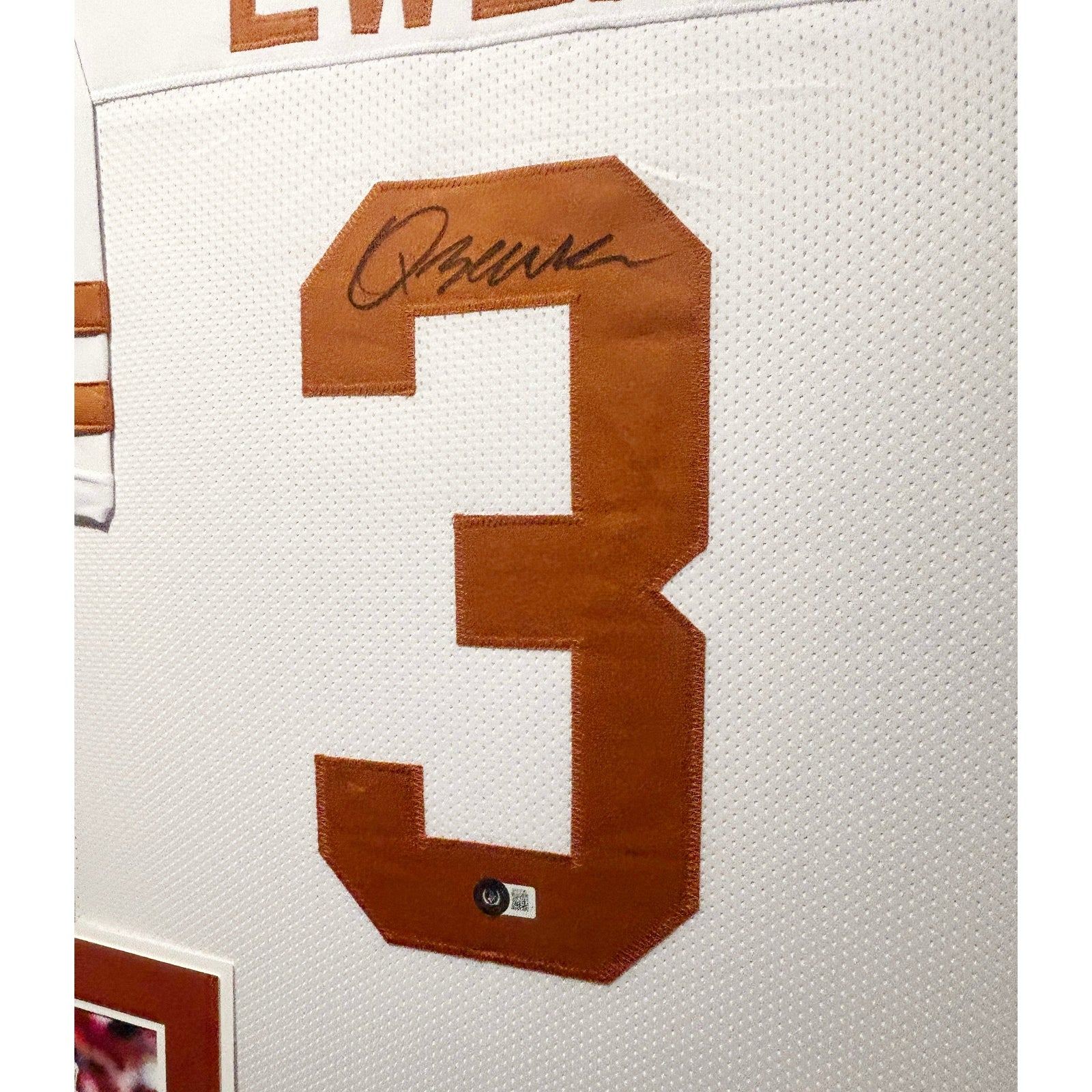 Quinn Ewers Framed Signed Texas White Jersey Beckett Autographed