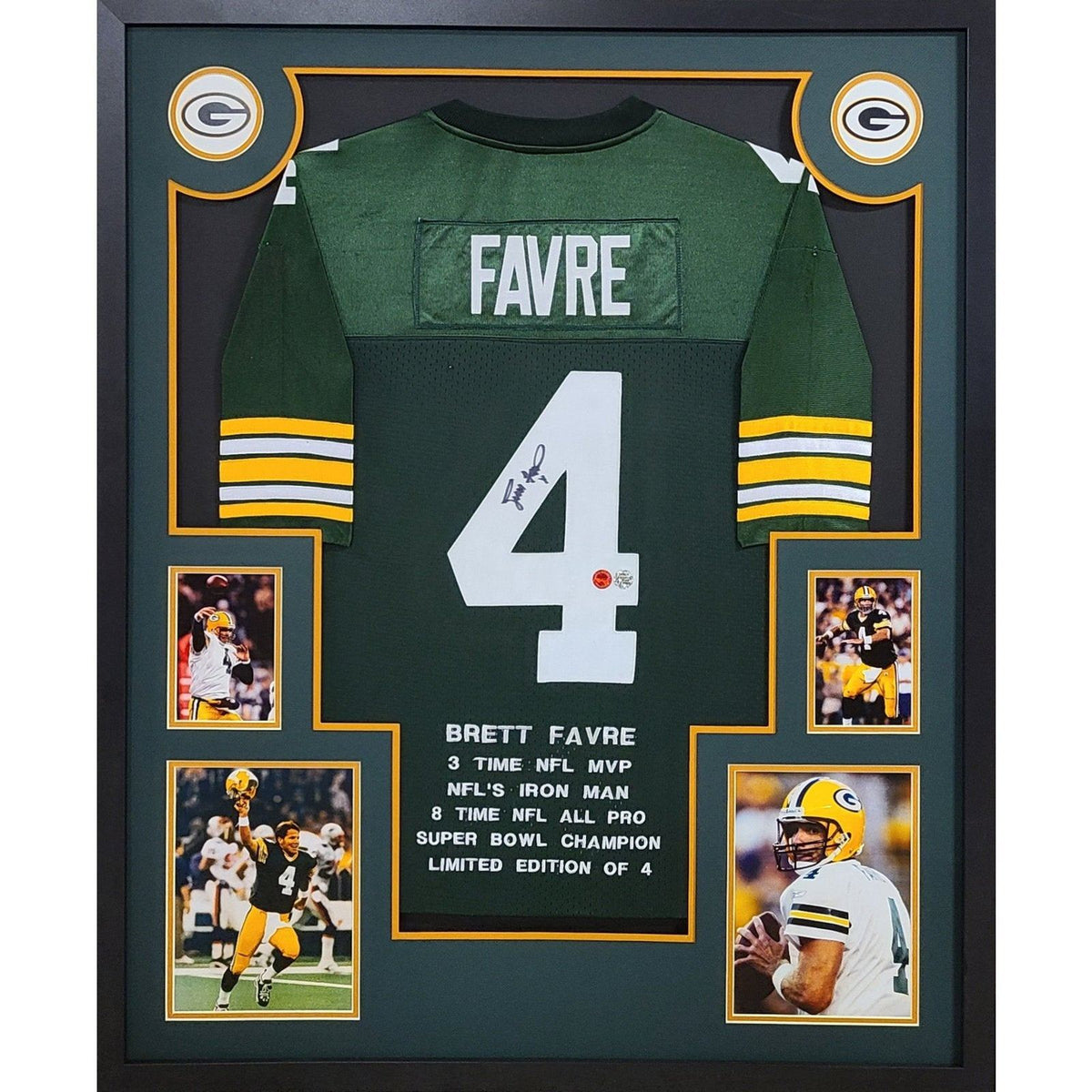 Brett Favre Framed Stat Jersey Autographed Signed Favre COA Green Bay Packers