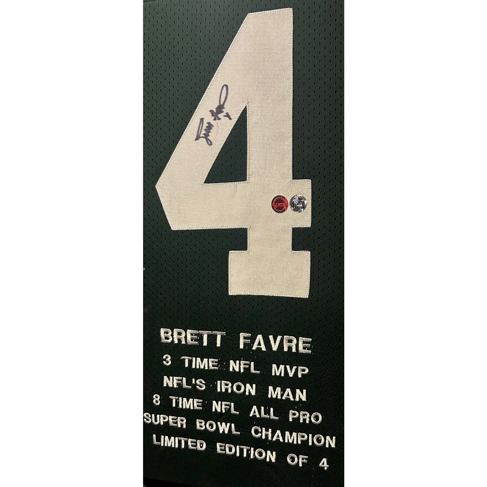 Brett Favre Framed Stat Jersey Autographed Signed Favre COA Green Bay Packers