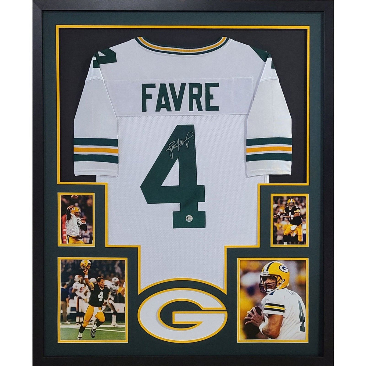 Brett Favre Framed White Jersey Autographed Signed Favre COA Green Bay Packers