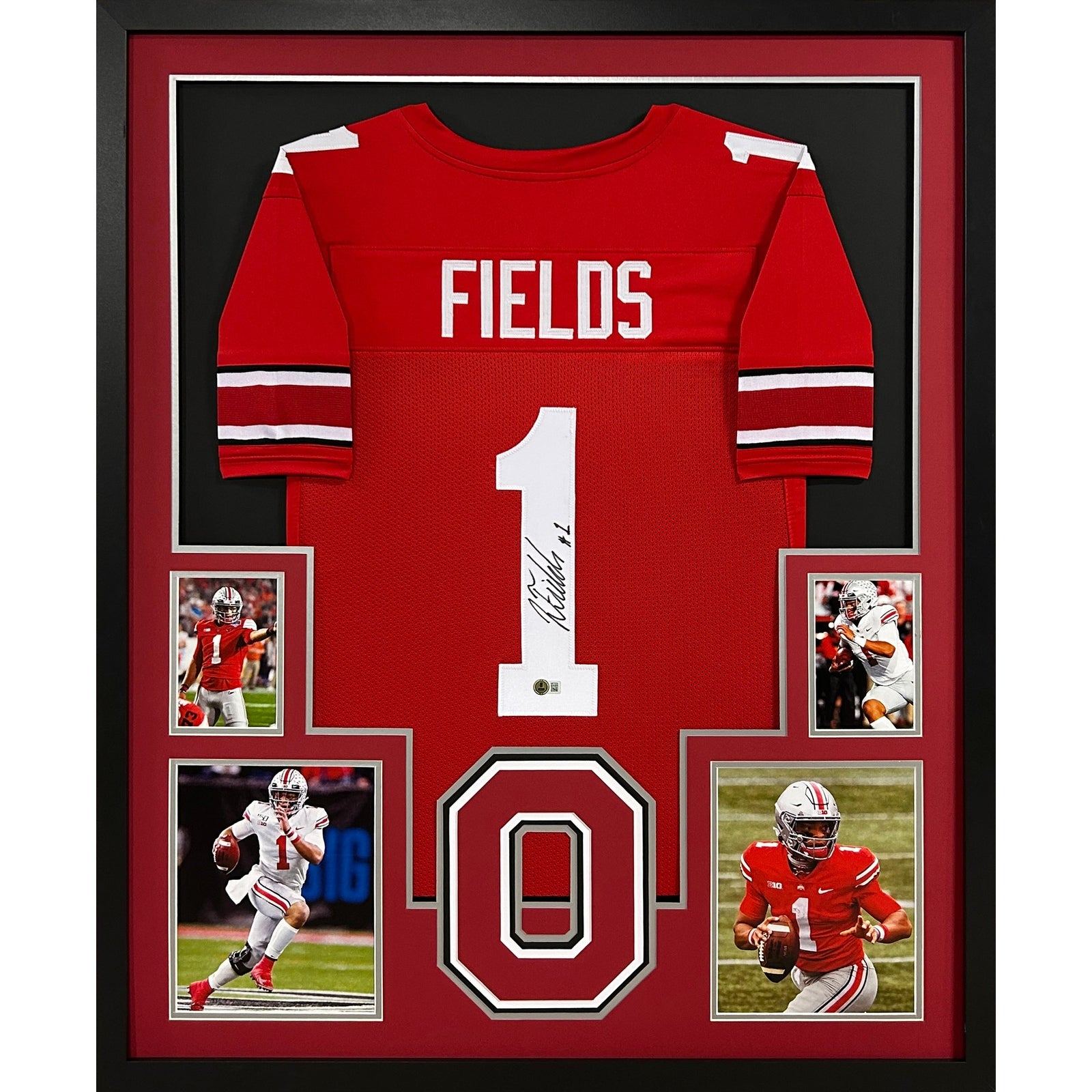 Justin Fields Framed Signed Jersey Beckett Autographed Signed Ohio State