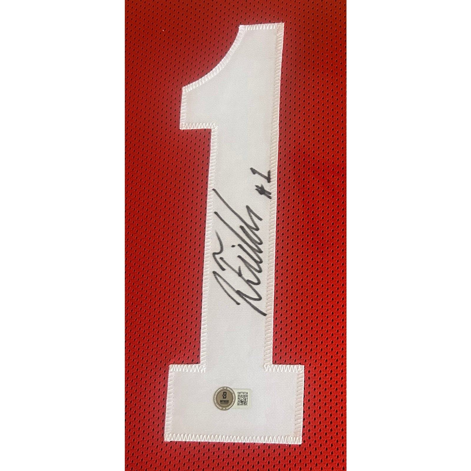 Justin Fields Framed Signed Jersey Beckett Autographed Signed Ohio State