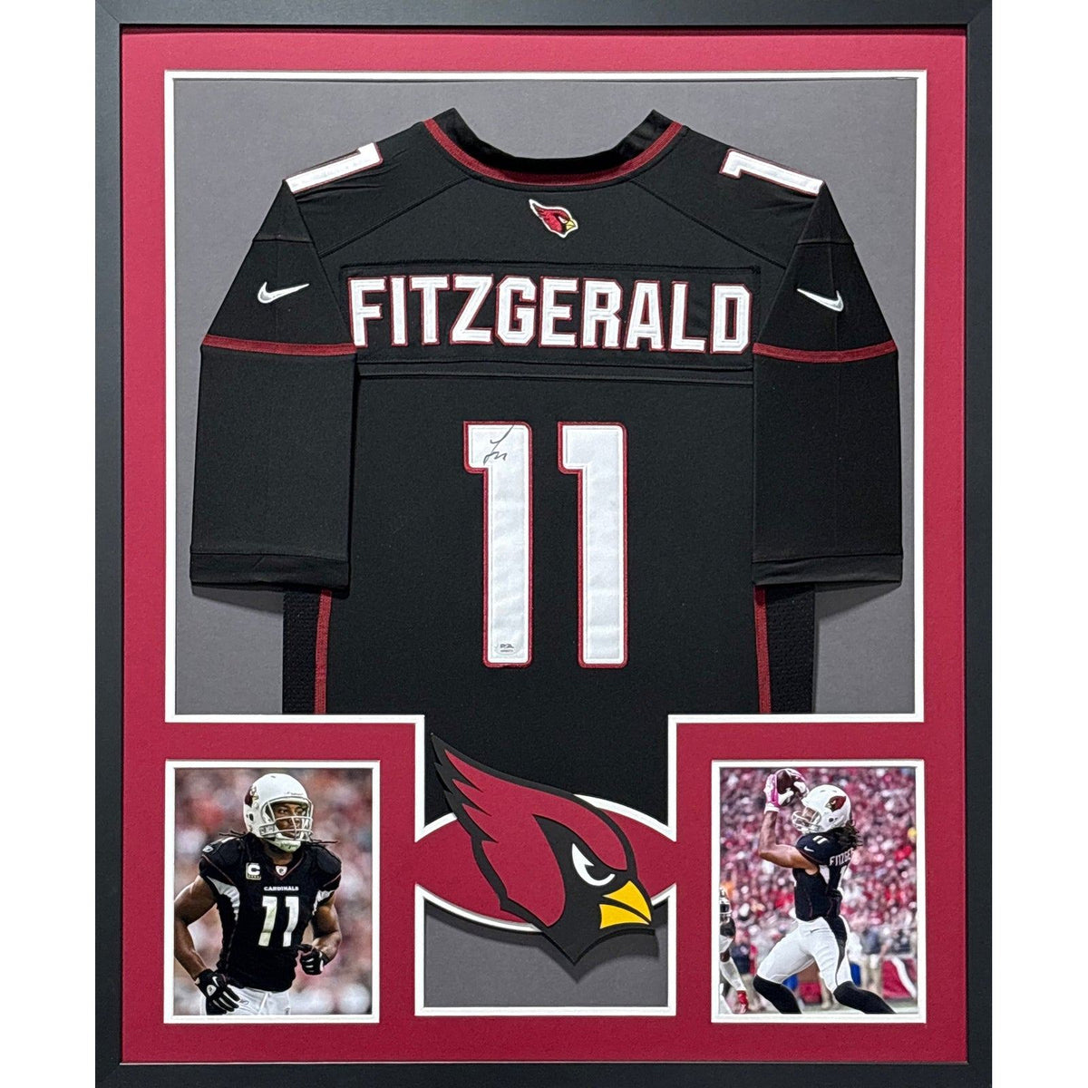 Larry Fitzgerald Signed Framed Black Jersey PSA/DNA Autographed Cardinals