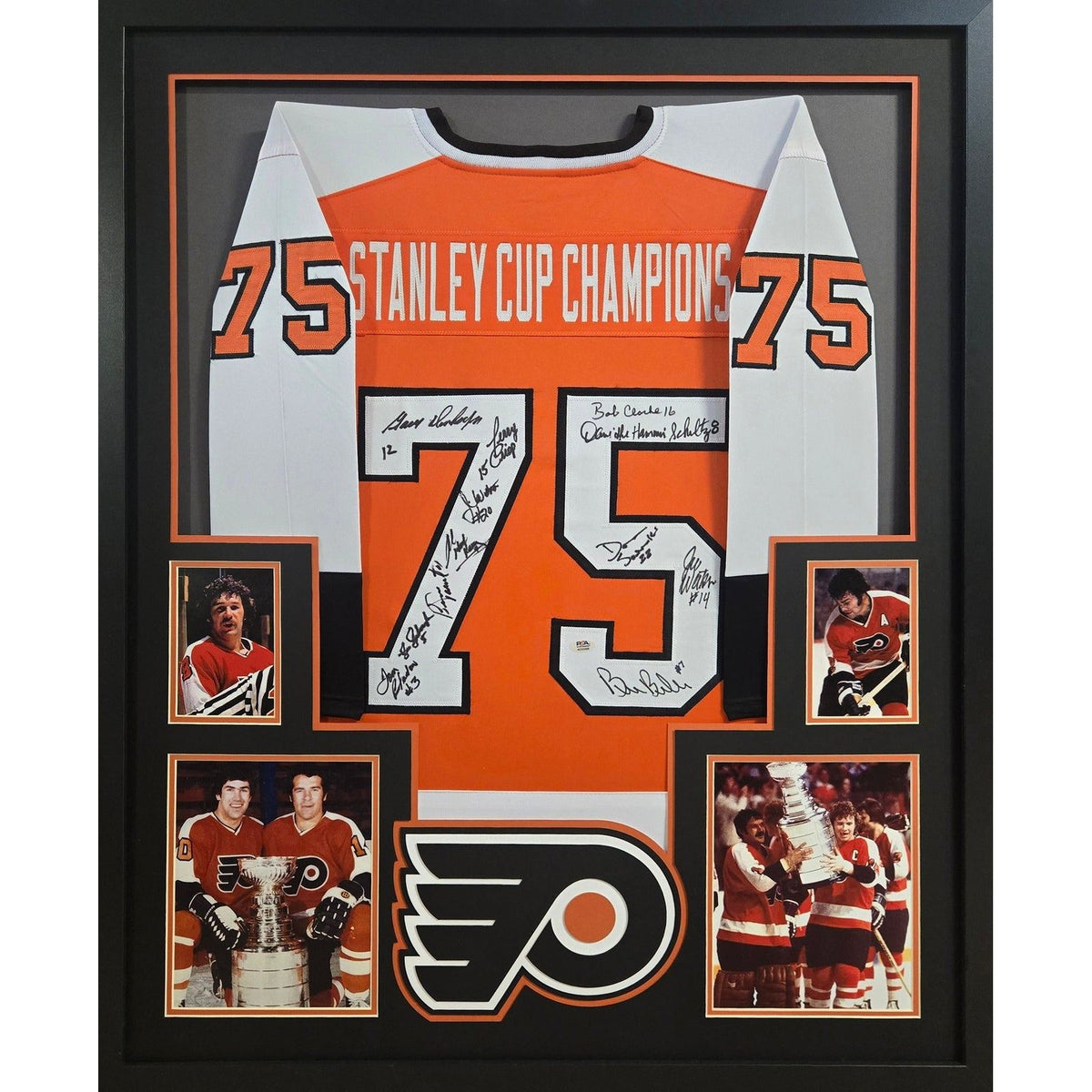 Philadelphia Flyers 1975 Stanley Cup Framed Jersey PSA/DNA Autographed Signed