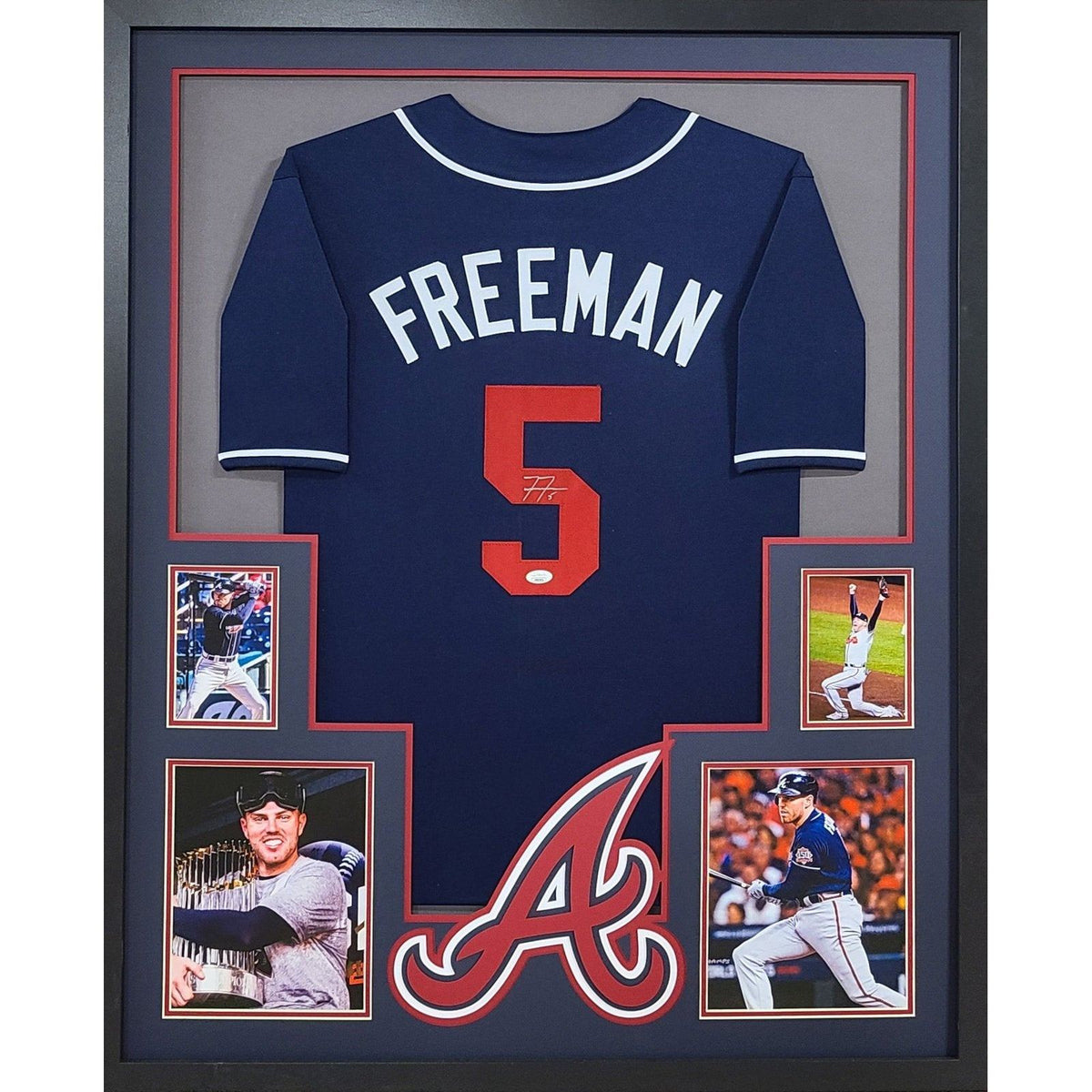 Freddie Freeman Framed Blue Jersey Autographed Signed JSA COA Braves