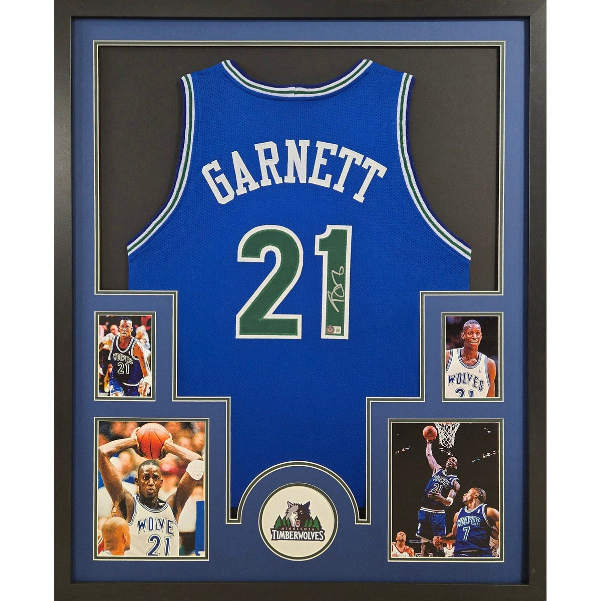 Kevin Garnett Framed Signed Timberwolves Jersey Beckett Autographed