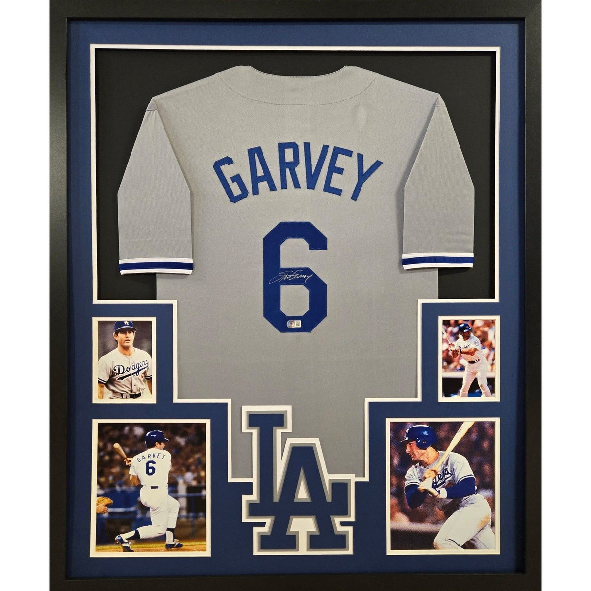 Steve Garvey Framed Grey Jersey Autographed Signed Dodgers Beckett