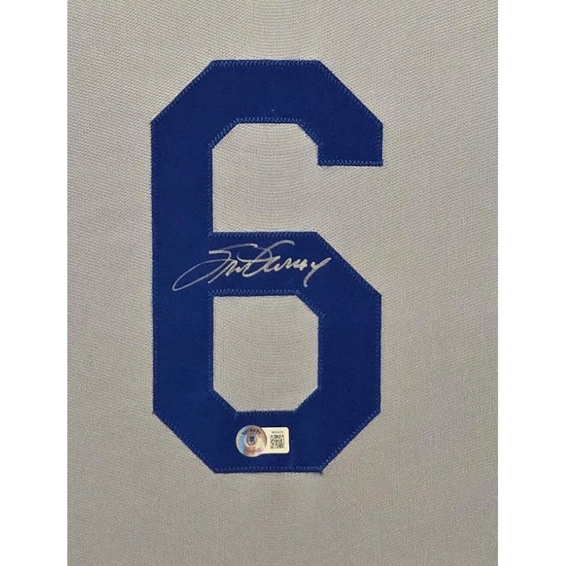 Steve Garvey Framed Grey Jersey Autographed Signed Dodgers Beckett