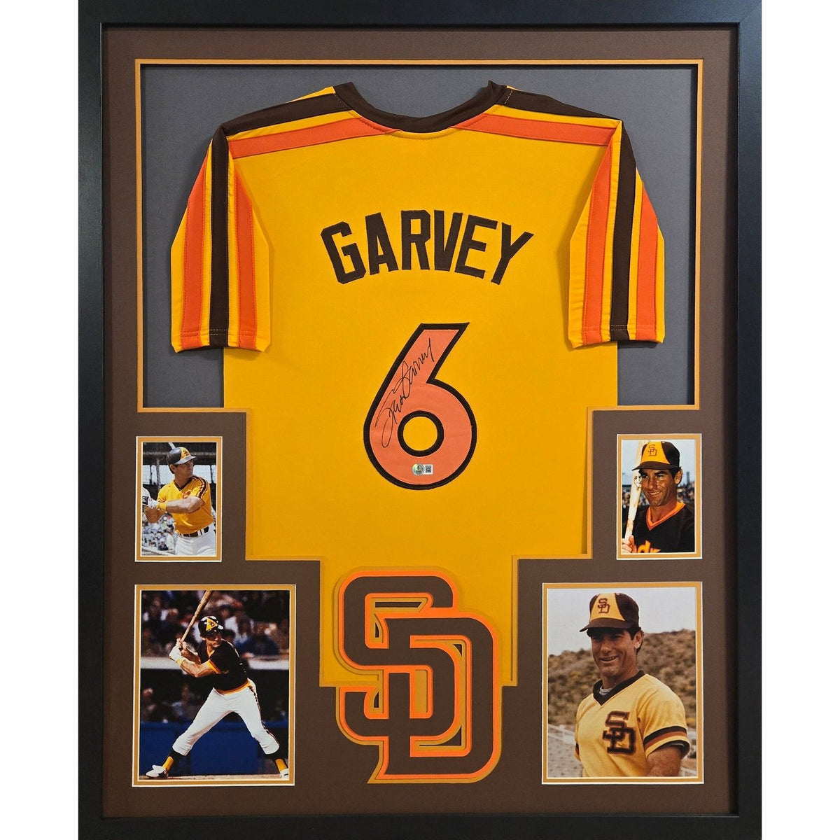 Steve Garvey Framed Jersey Beckett Autographed Signed San Diego Padres Yellow