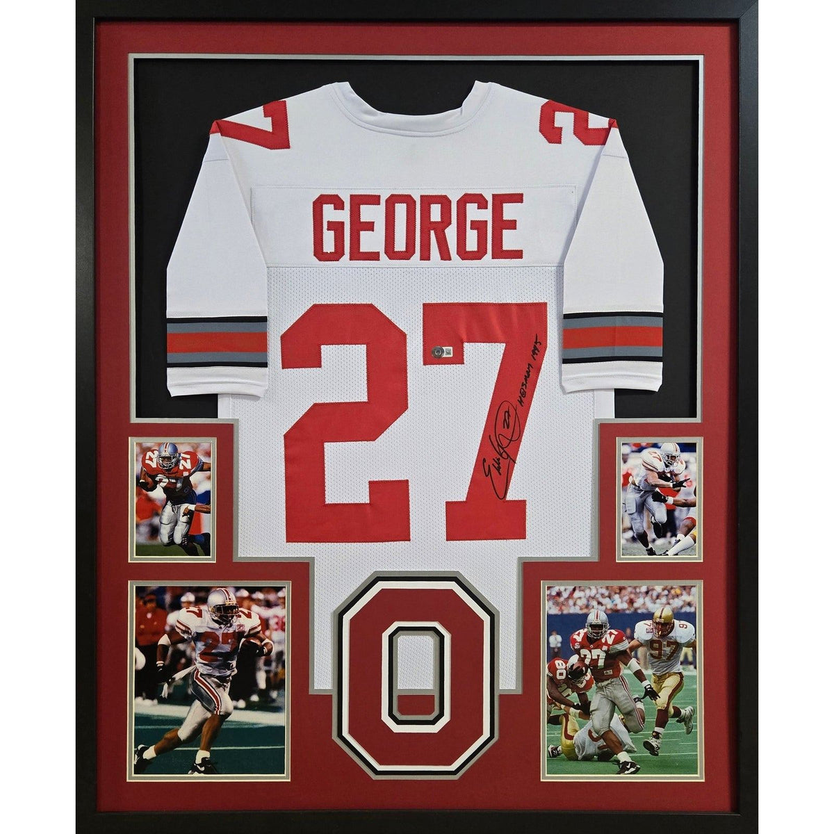 Eddie George Framed Signed White Jersey Beckett Autographed Ohio State