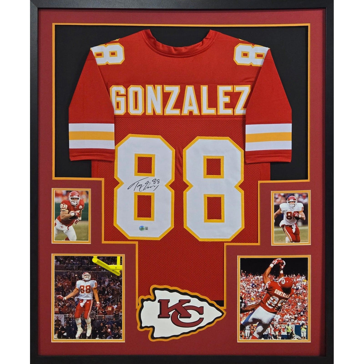 Tony Gonzalez Framed Signed Red Jersey Beckett Autographed KC Chiefs