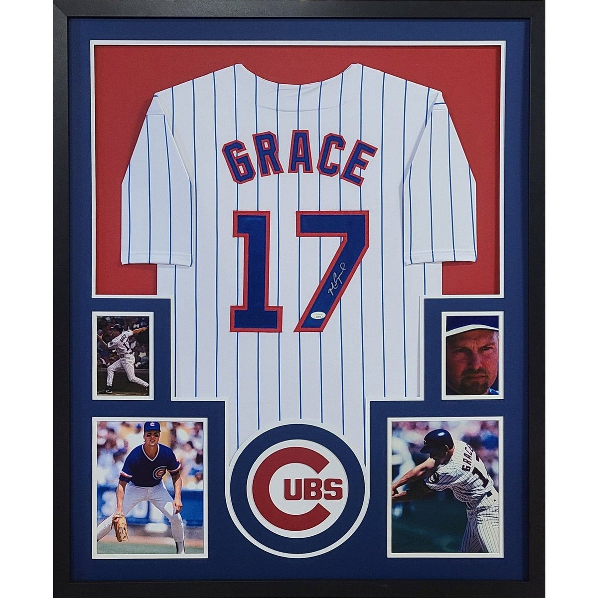 Mark Grace Framed White Jersey JSA Autographed Signed Chicago Cubs