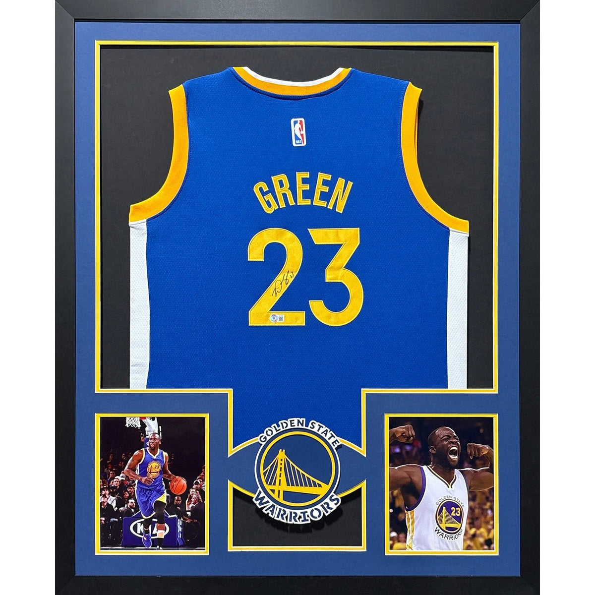 Draymond Green Framed Blue Jersey Autographed Signed Warriors Beckett