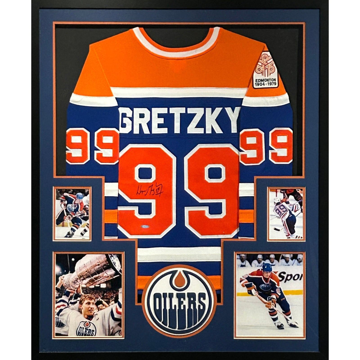 Wayne Gretzky Framed Signed Edmonton Oilers Blue Jersey UDA COA
