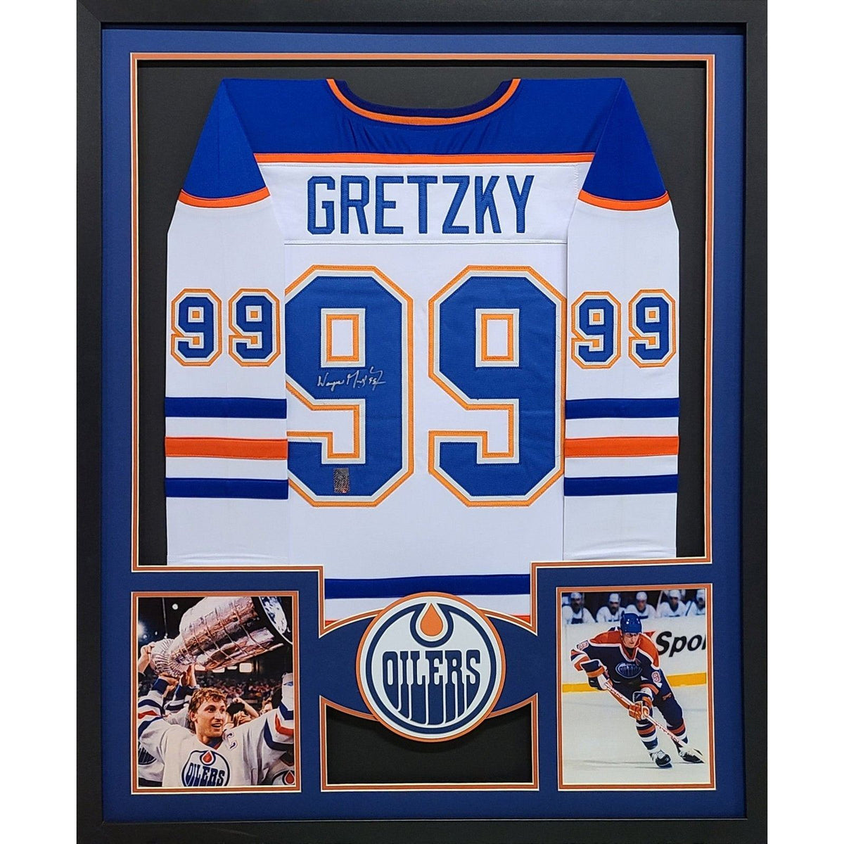 Wayne Gretzky Framed Signed Edmonton Oilers White Jersey WGA COA