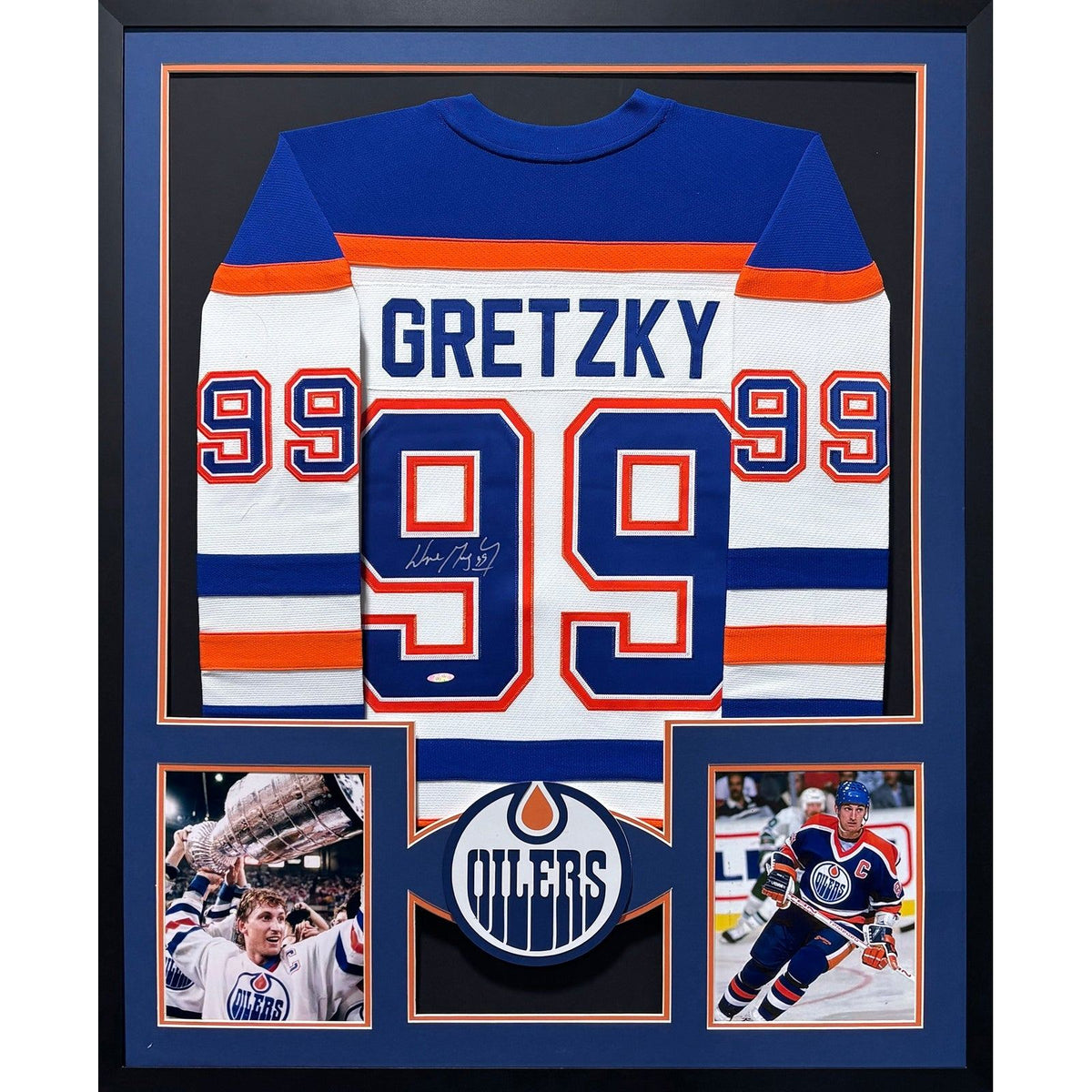 Wayne Gretzky Framed Signed Edmonton Oilers White Jersey UDA COA