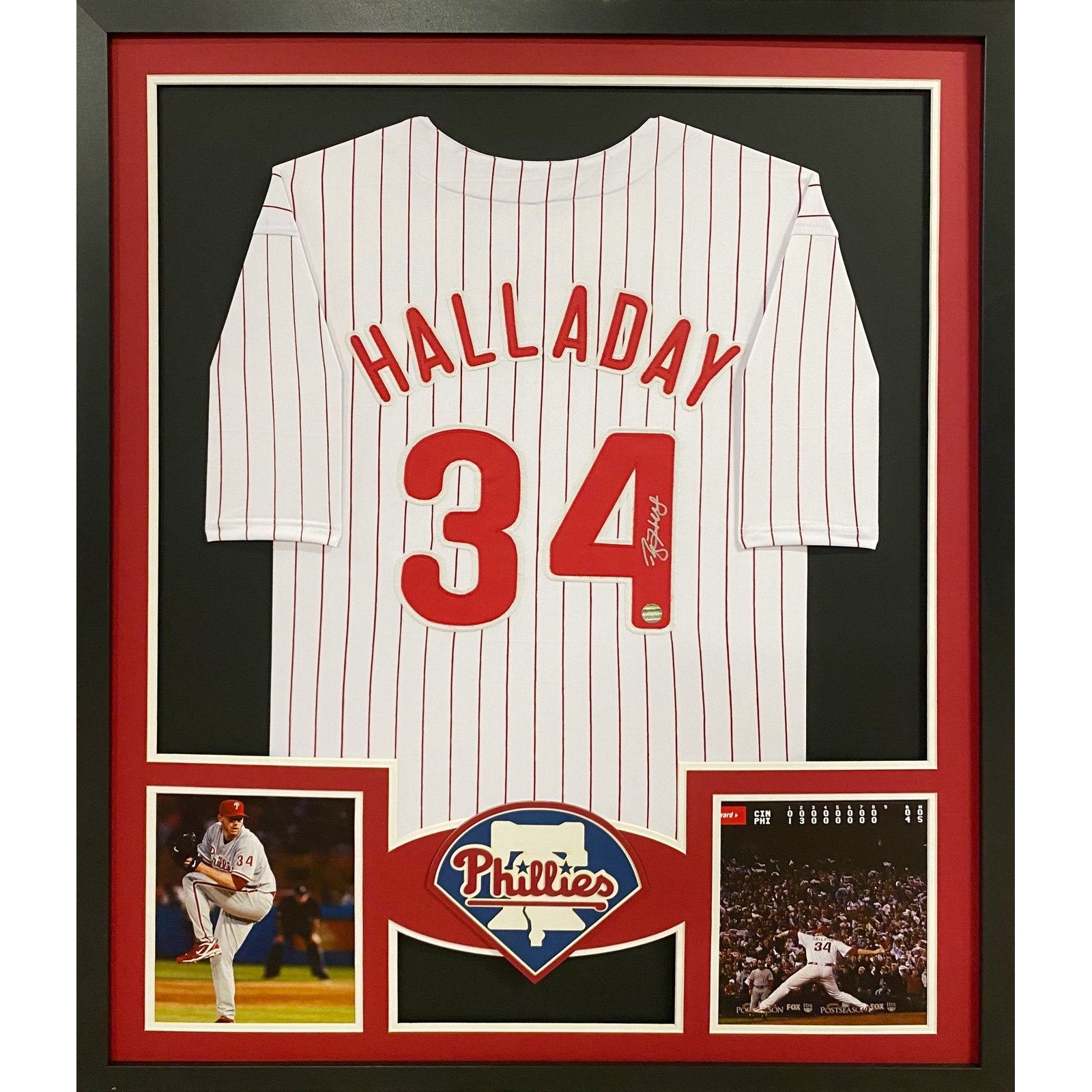 Roy Halladay Framed Signed Jersey LOJO COA Autographed Philadelphia Phillies