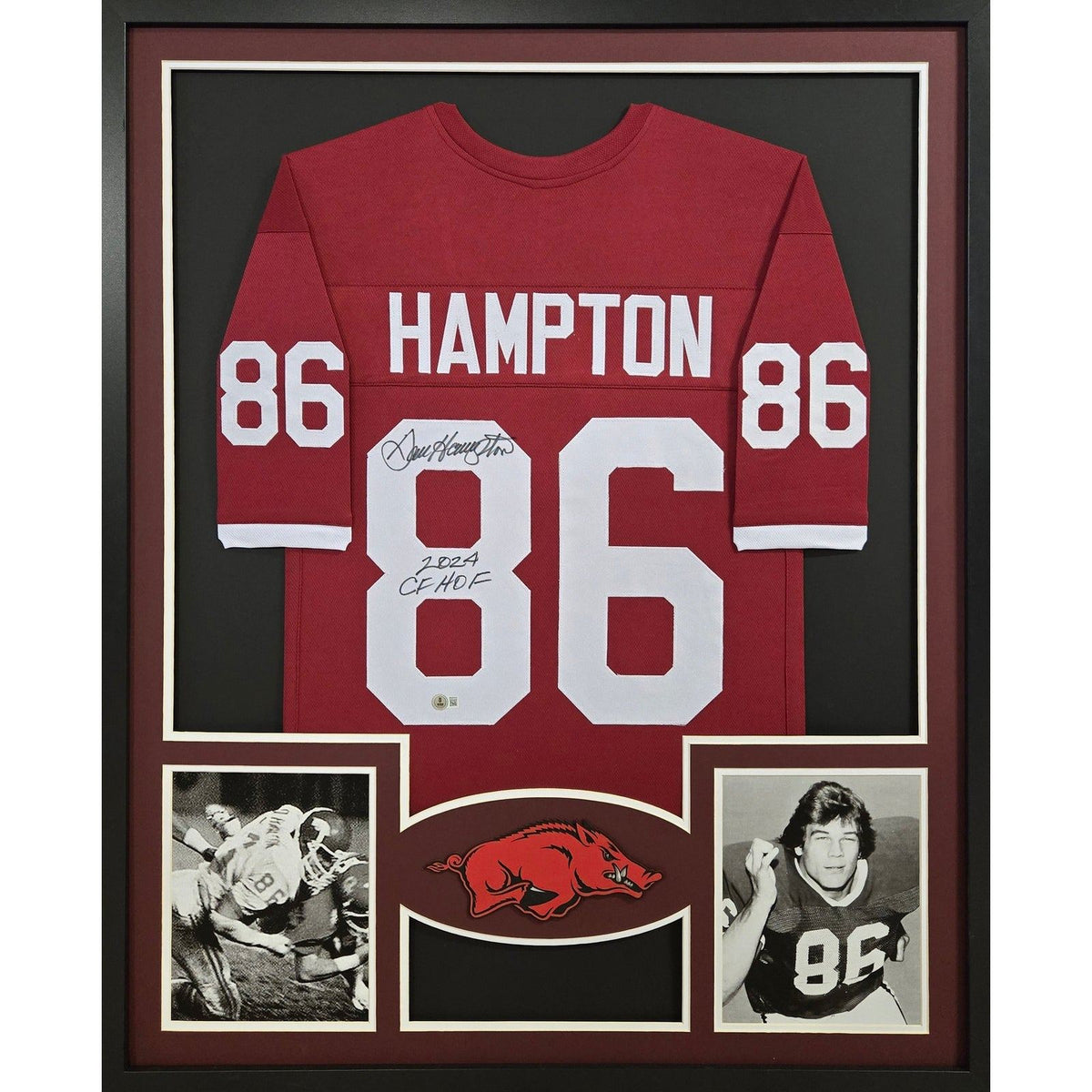 Dan Hampton Framed Signed Jersey JSA Autographed Arkansas