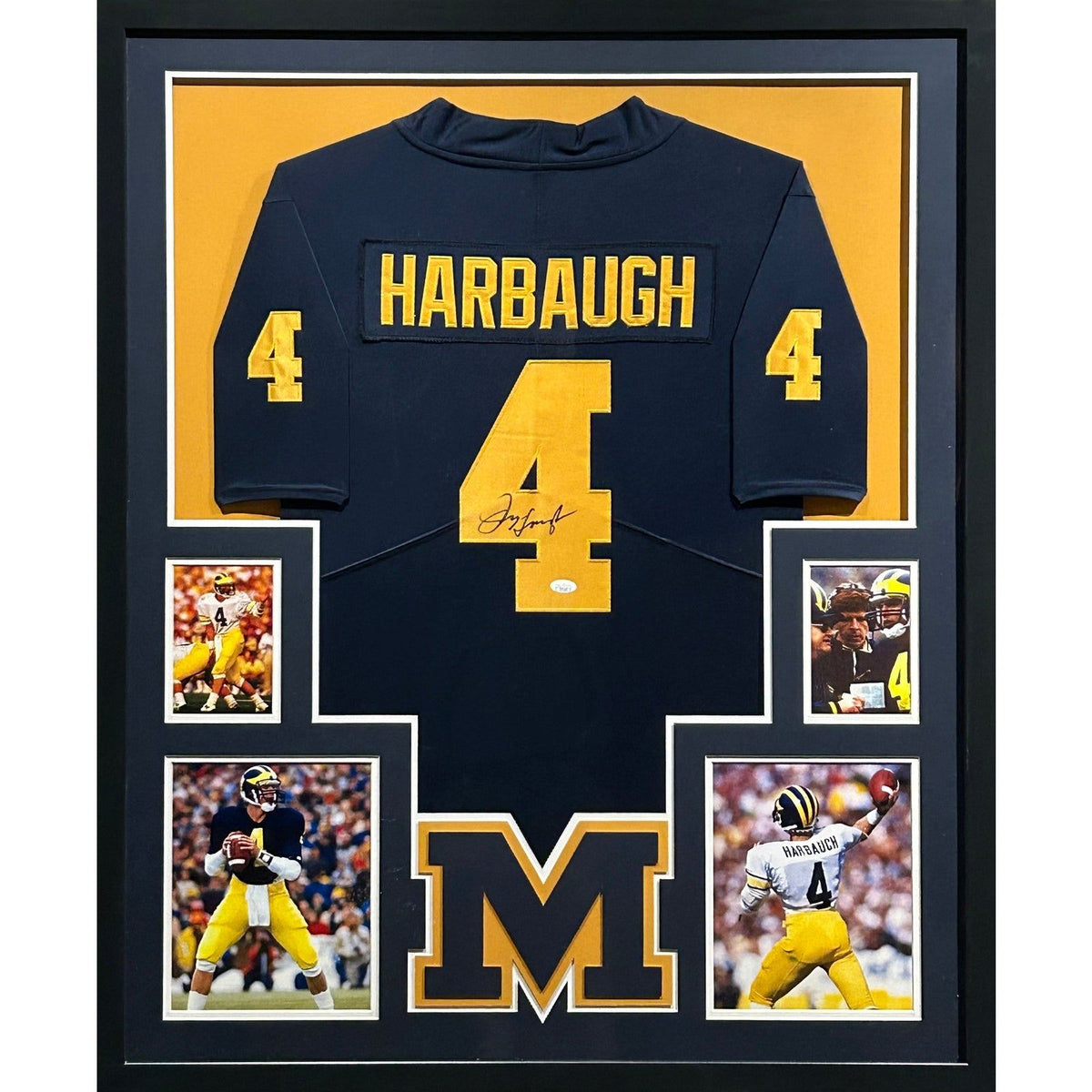 Jim Harbaugh Signed Framed Blue Jersey JSA Autographed Michigan Wolverines