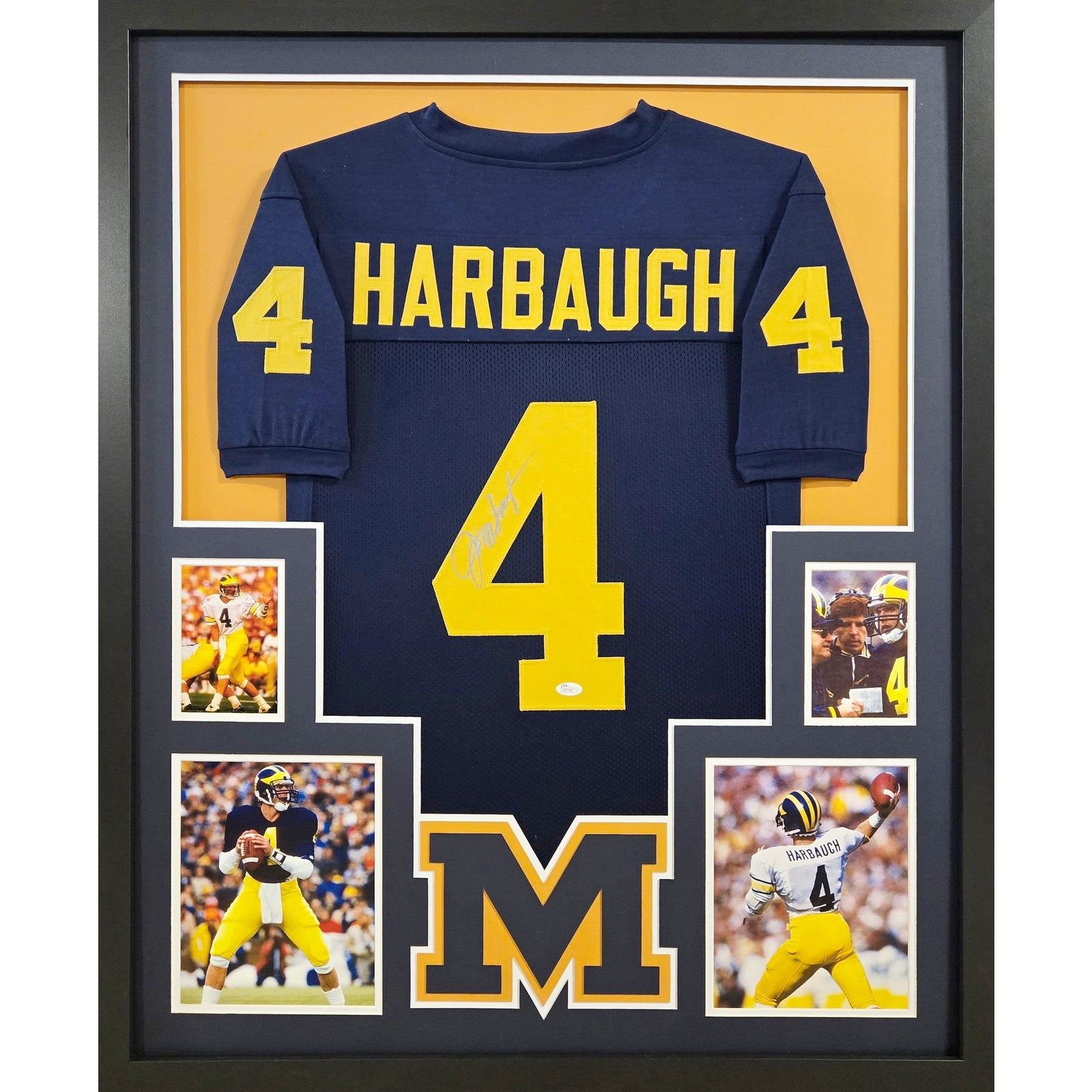 Jim Harbaugh Signed Framed Blue Jersey JSA Autographed Michigan Wolverines