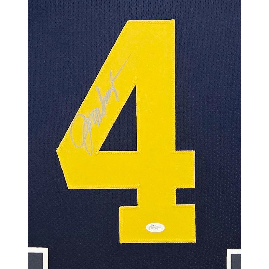 Jim Harbaugh Signed Framed Blue Jersey JSA Autographed Michigan Wolverines