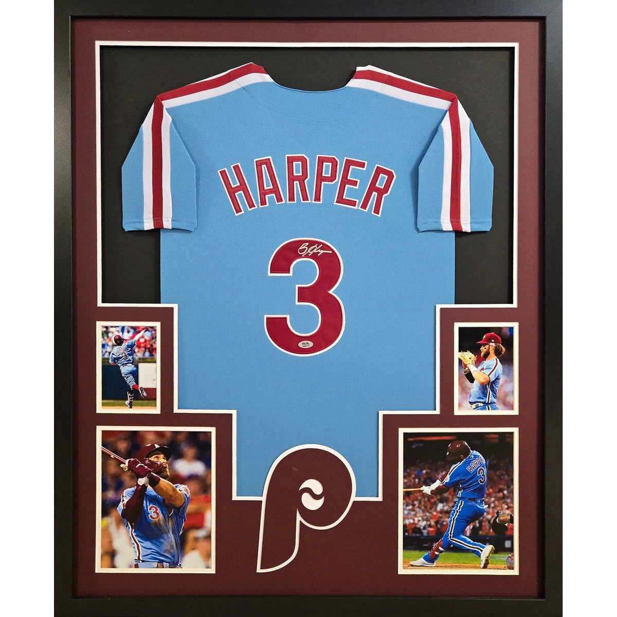 Bryce Harper Framed Signed Blue Jersey PSA/DNA Autographed Philadelphia Phillies