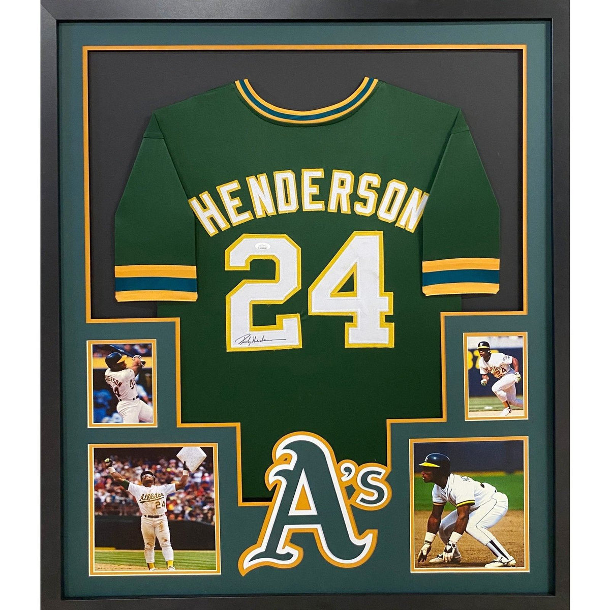 Rickey Henderson Framed Signed Oakland Athletics Jersey JSA Autographed